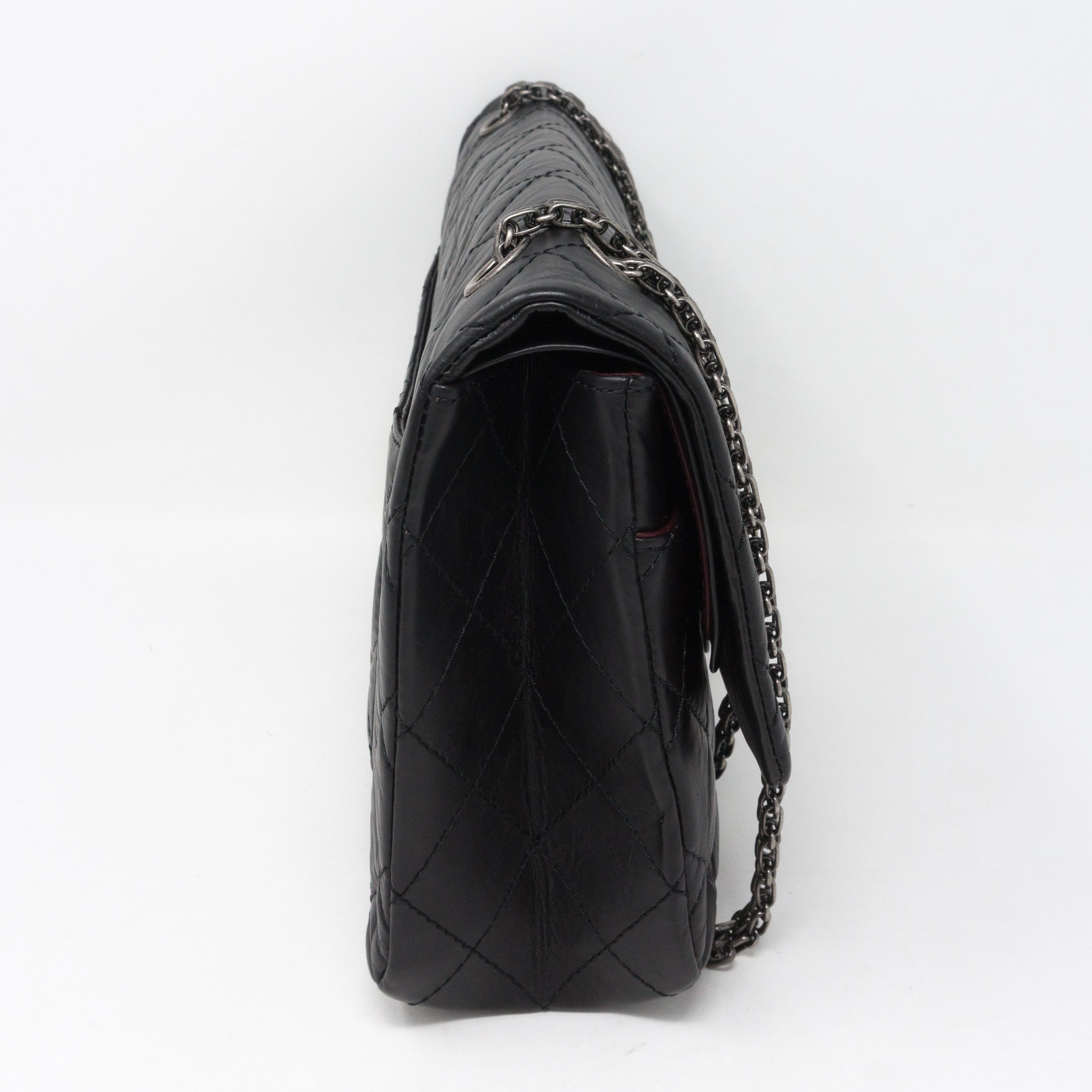 Reissue 2.55 227 Double Flap Bag Black Leather