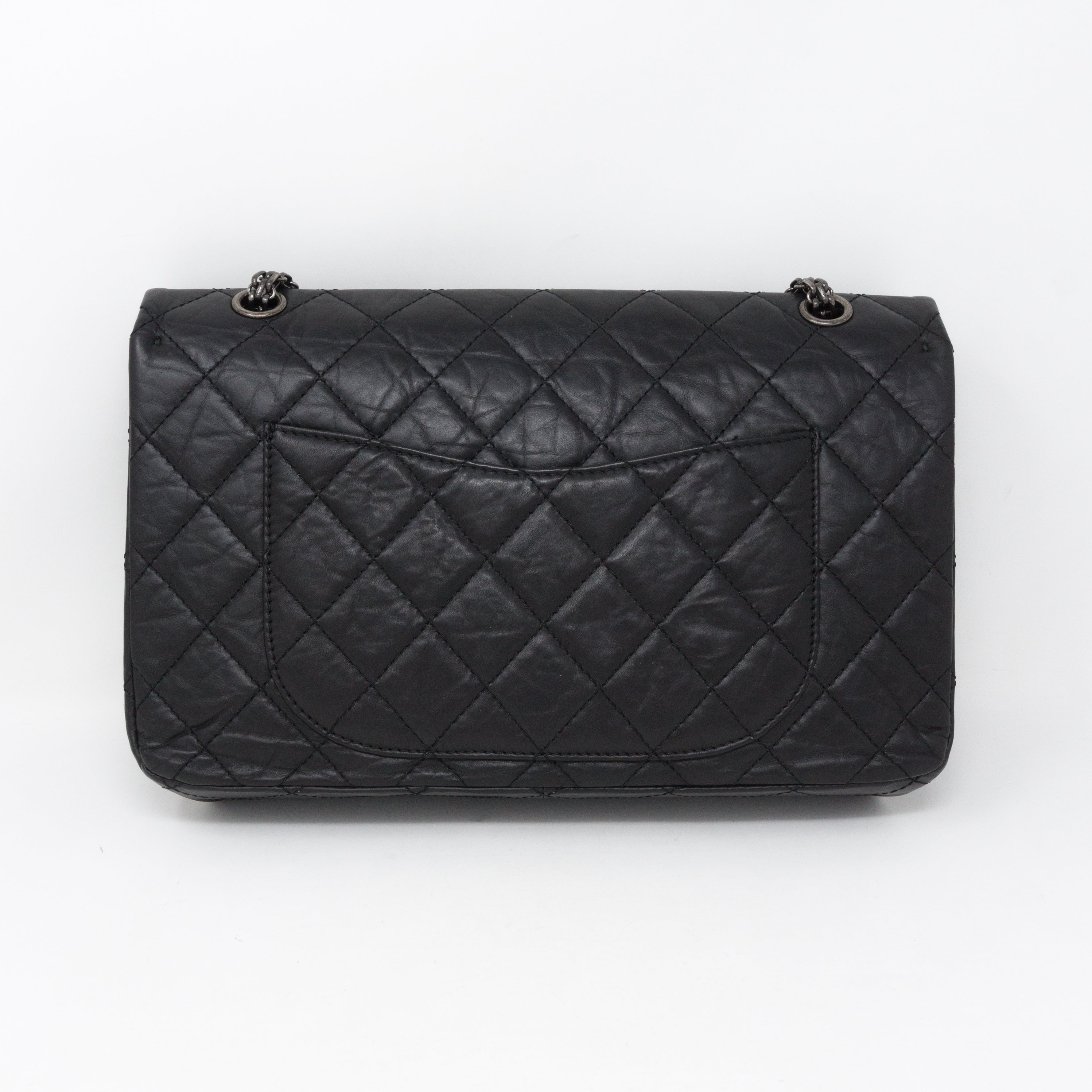 Reissue 2.55 227 Double Flap Bag Black Leather