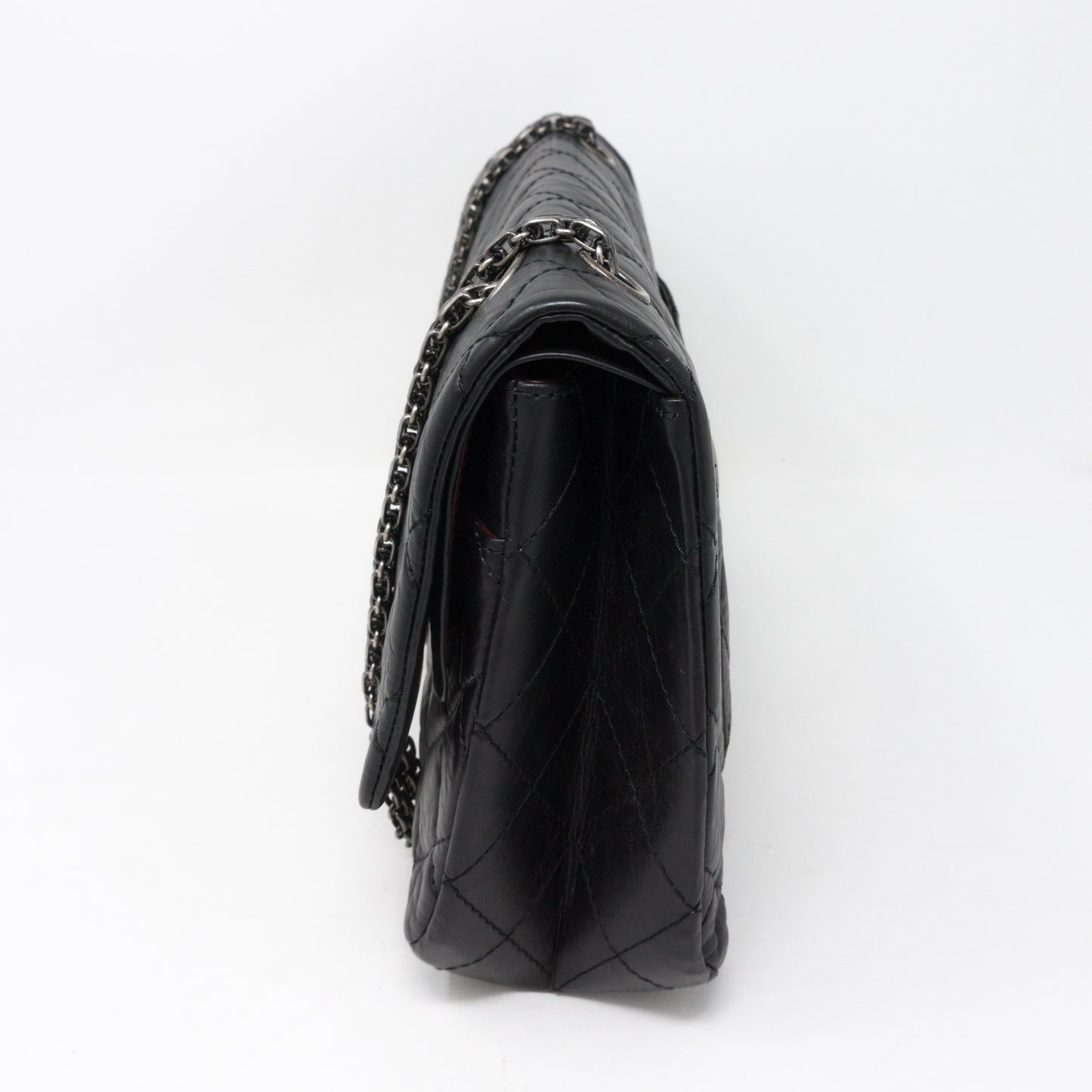 Reissue 2.55 227 Double Flap Bag Black Leather