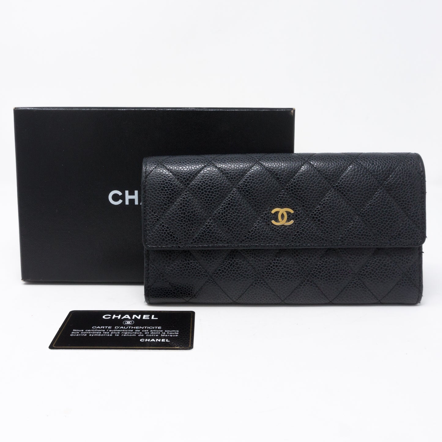 Continental Flap Wallet Black Caviar Leather
