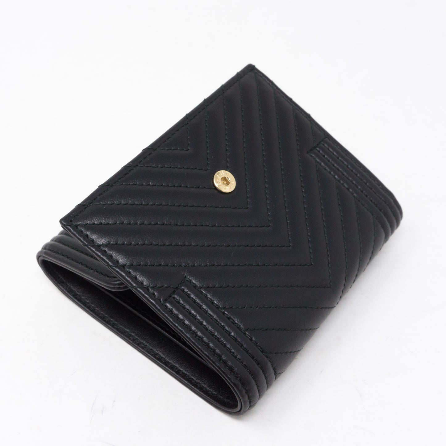 Small Classic Flap Boy Wallet Chevron Black Leather