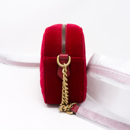 GG Marmont Small Shoulder Bag Red Velvet