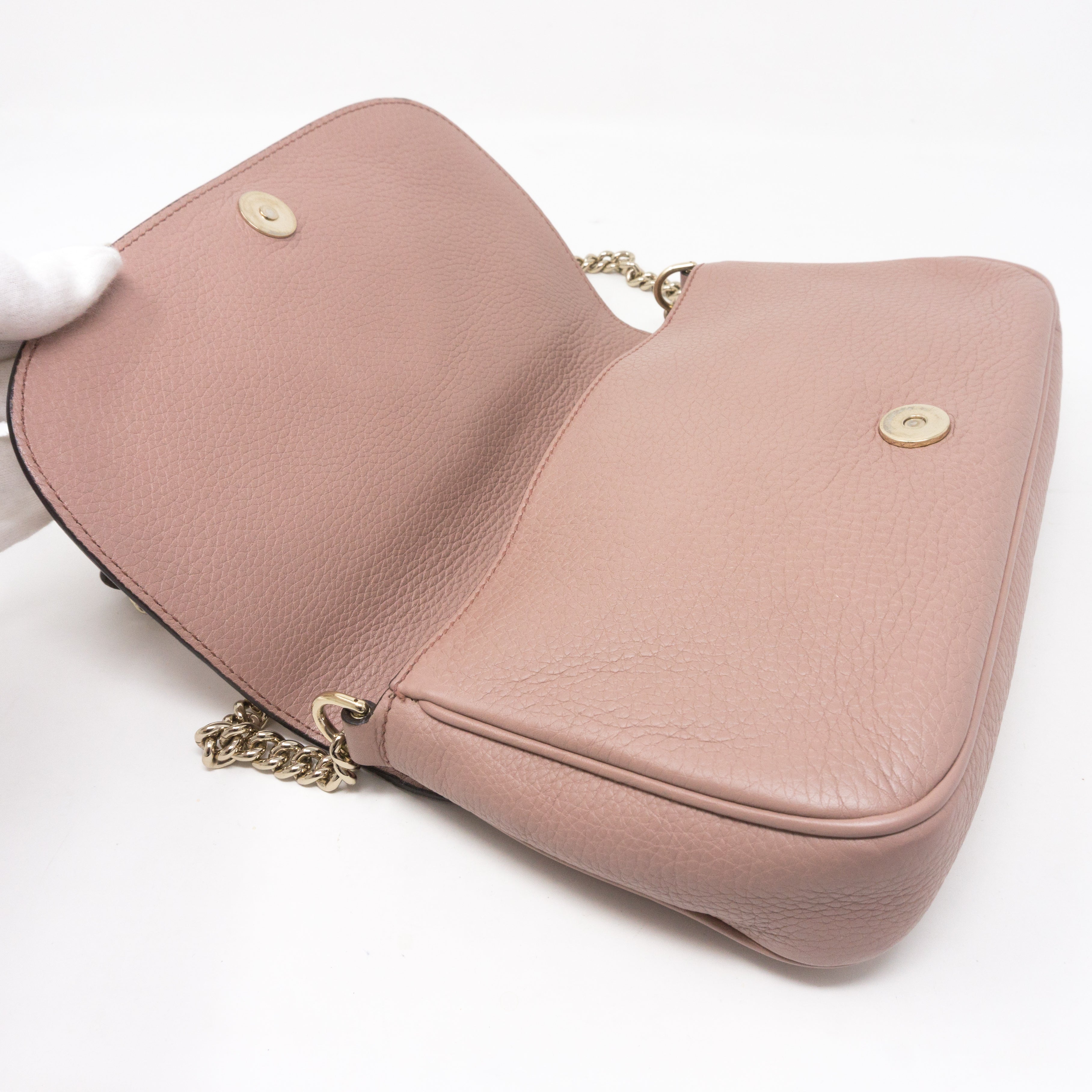 Soho Flap Chain Tassel Bag Dusty Pink Leather