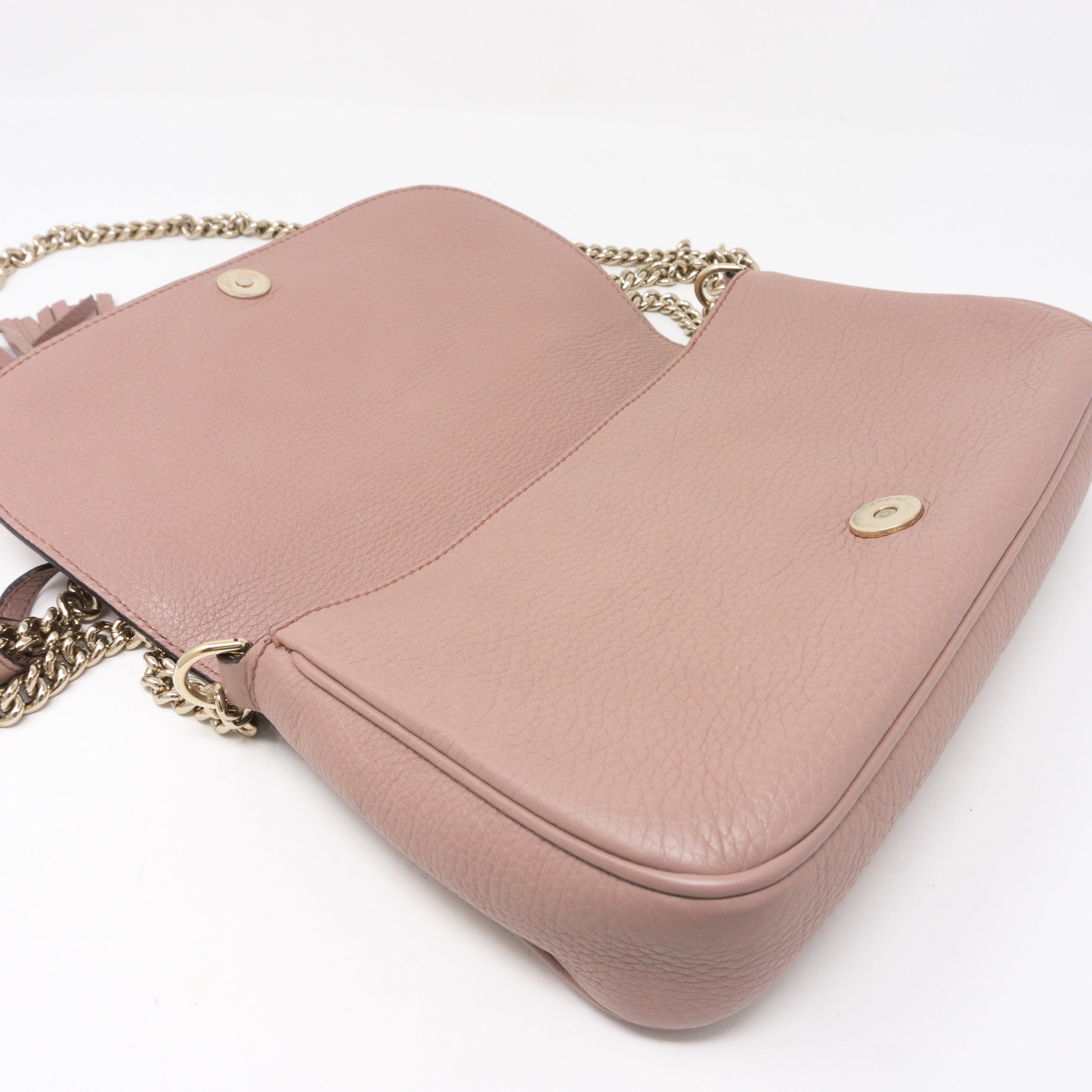 Soho Flap Chain Tassel Bag Dusty Pink Leather