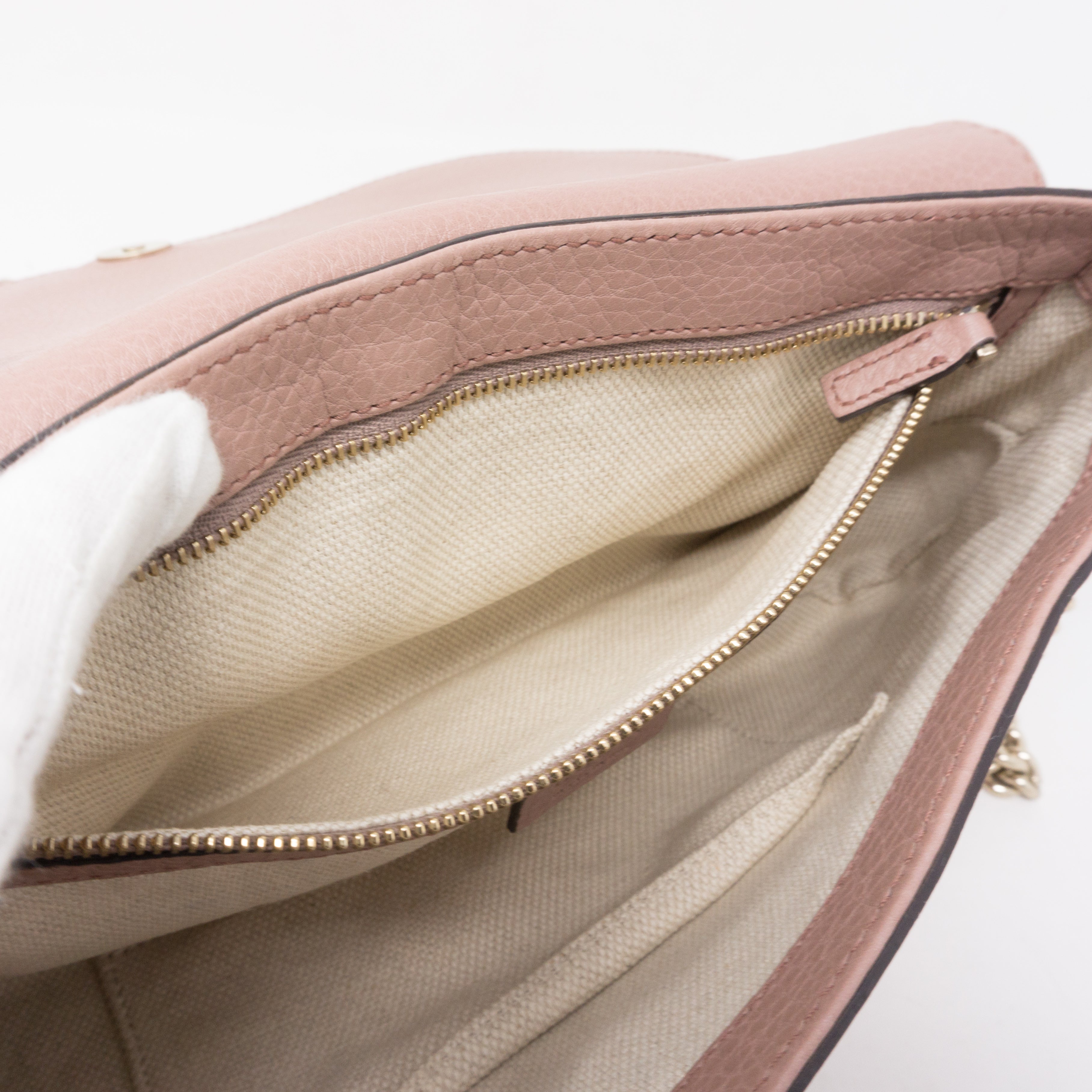 Soho Flap Chain Tassel Bag Dusty Pink Leather