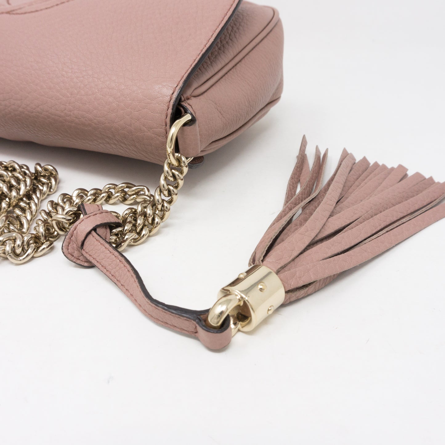 Soho Flap Chain Tassel Bag Dusty Pink Leather