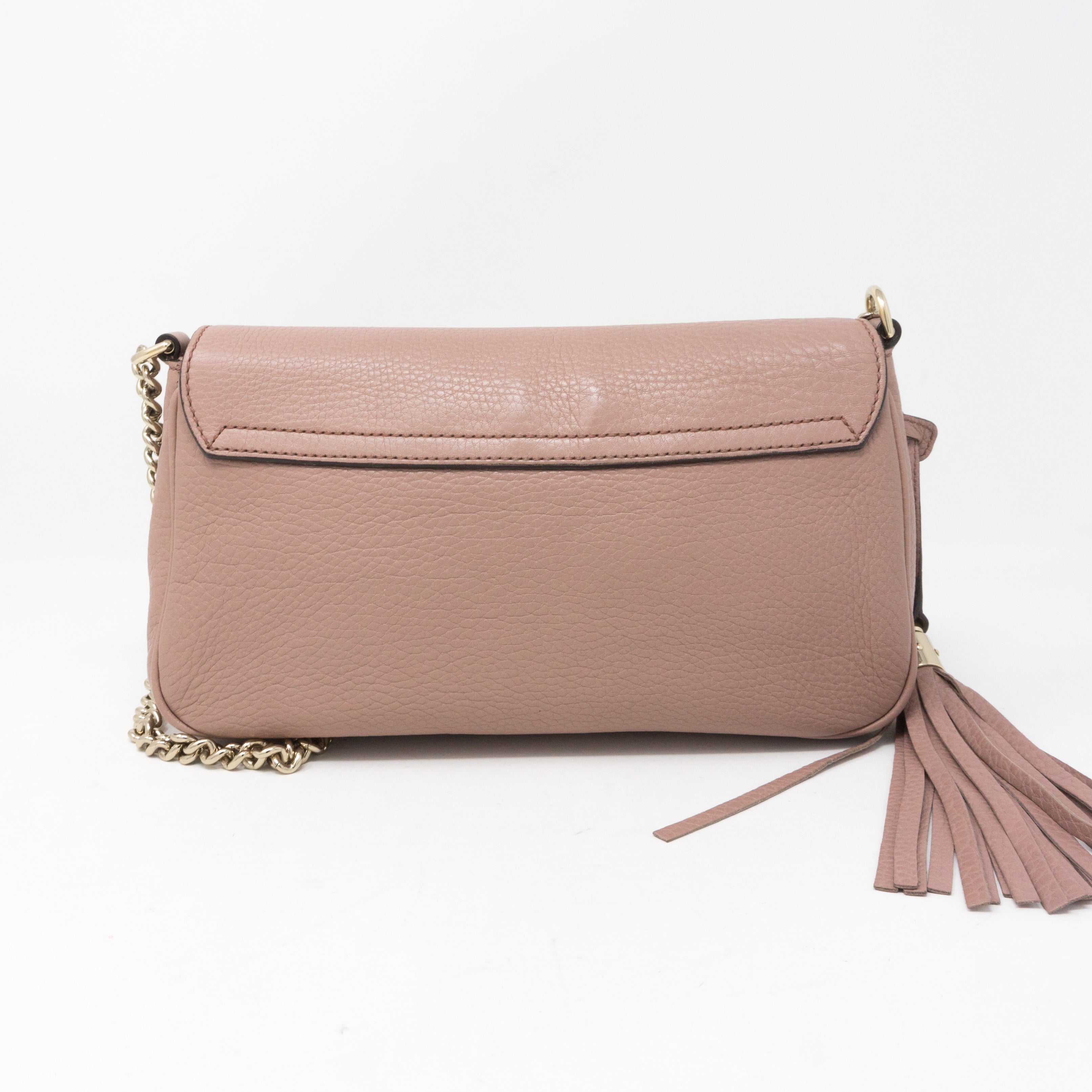 Soho Flap Chain Tassel Bag Dusty Pink Leather