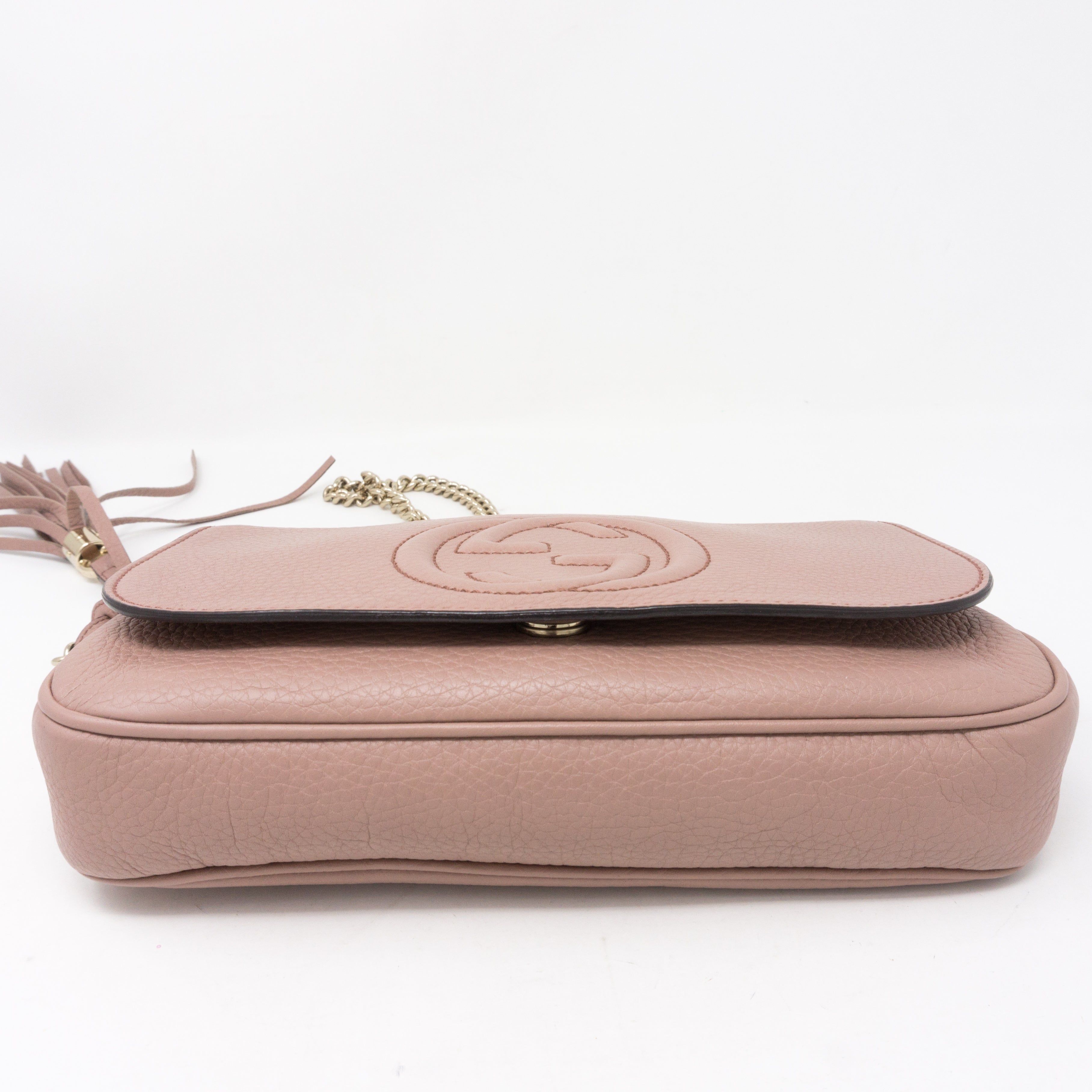Soho Flap Chain Tassel Bag Dusty Pink Leather