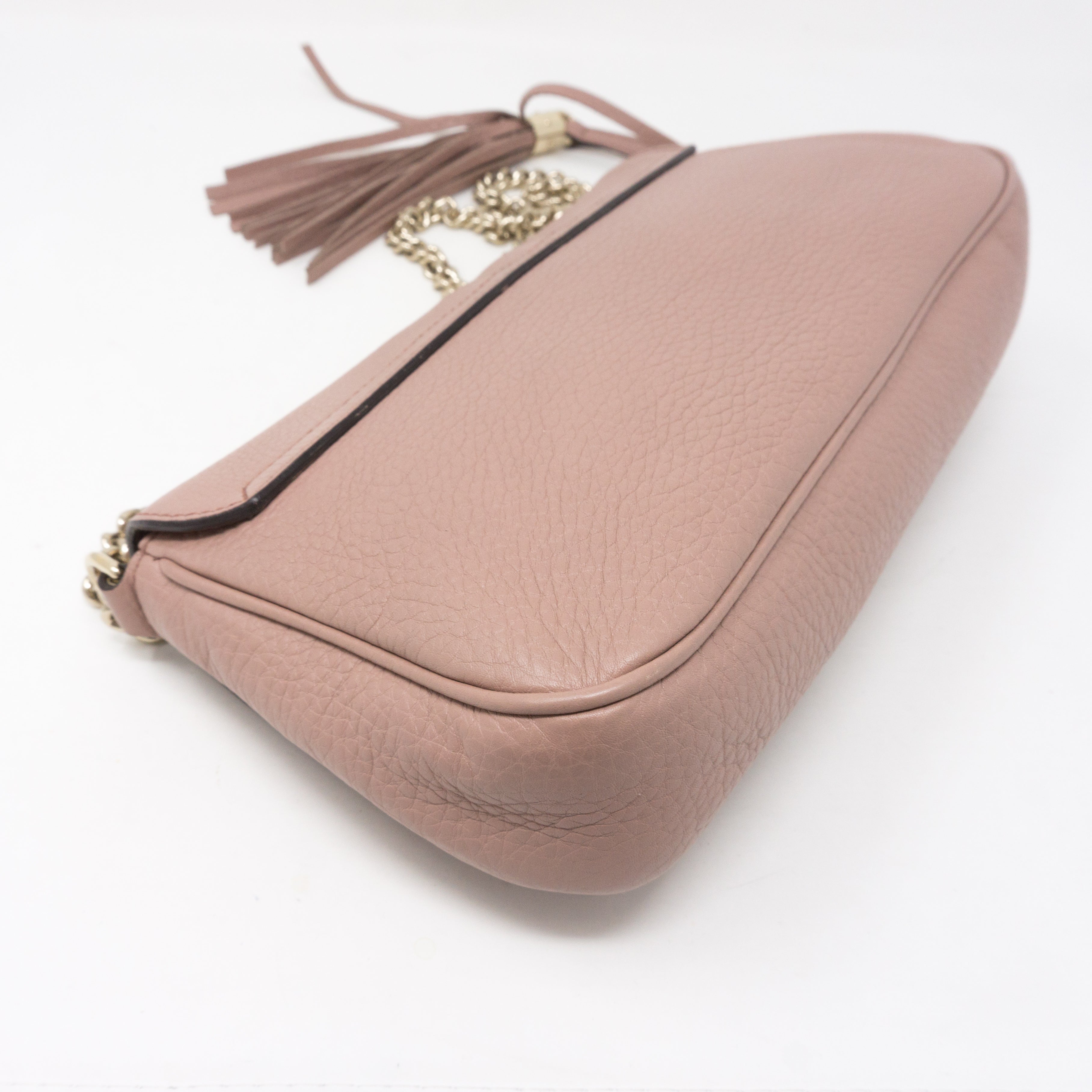 Soho Flap Chain Tassel Bag Dusty Pink Leather