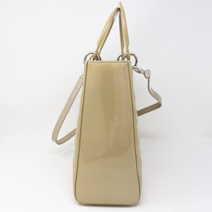 Lady Dior Large Beige Patent Leather