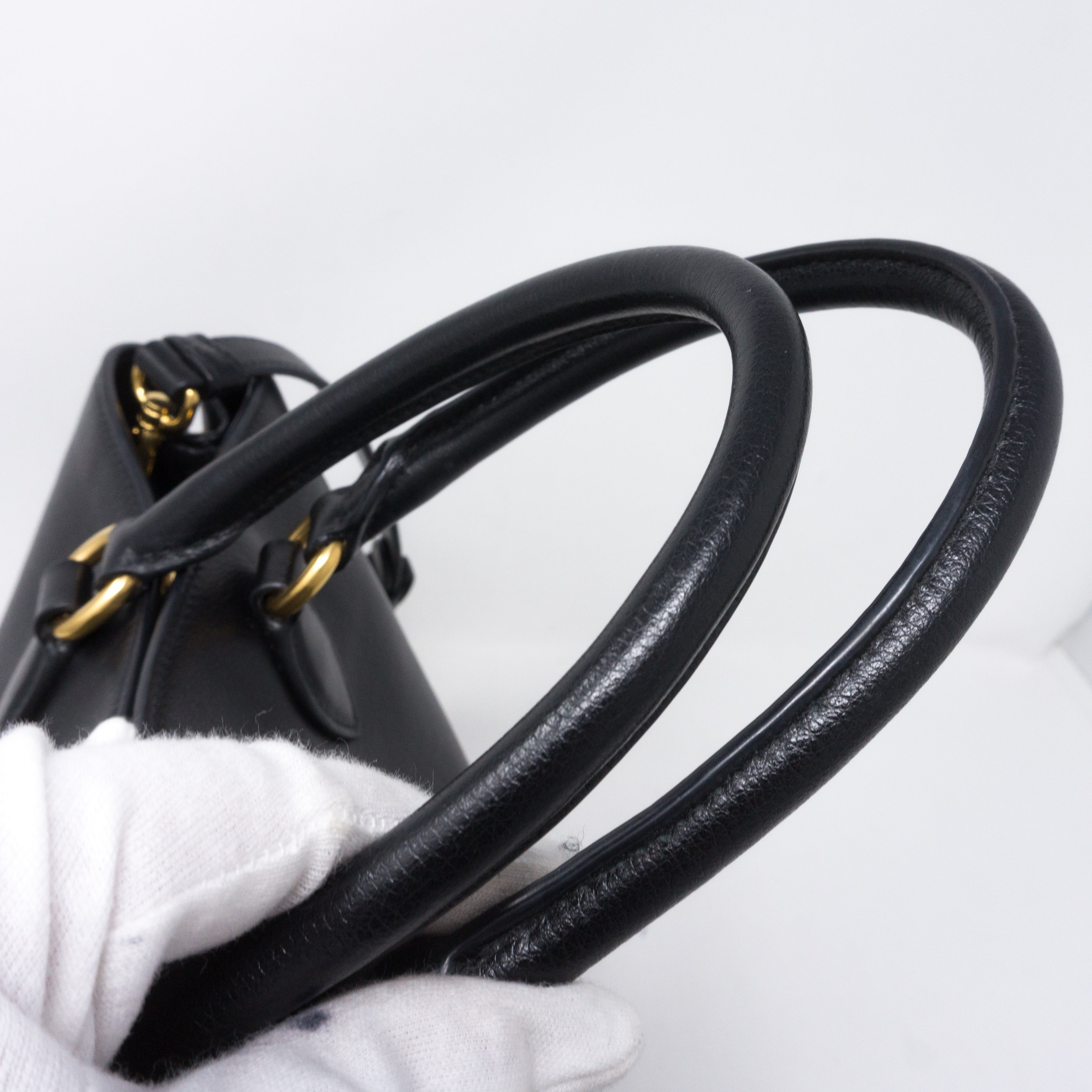 Two-way Handbag Black Leather
