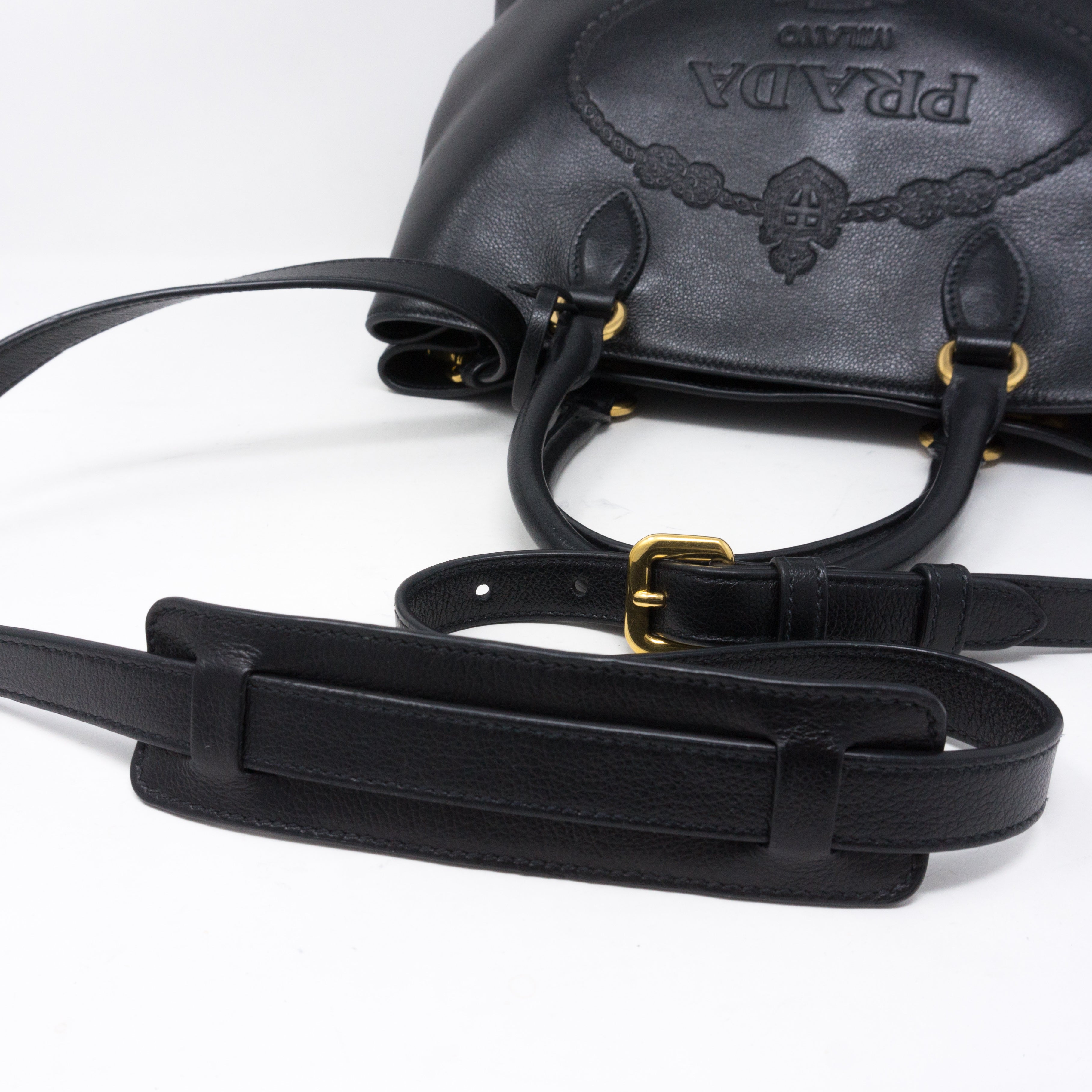 Two-way Handbag Black Leather