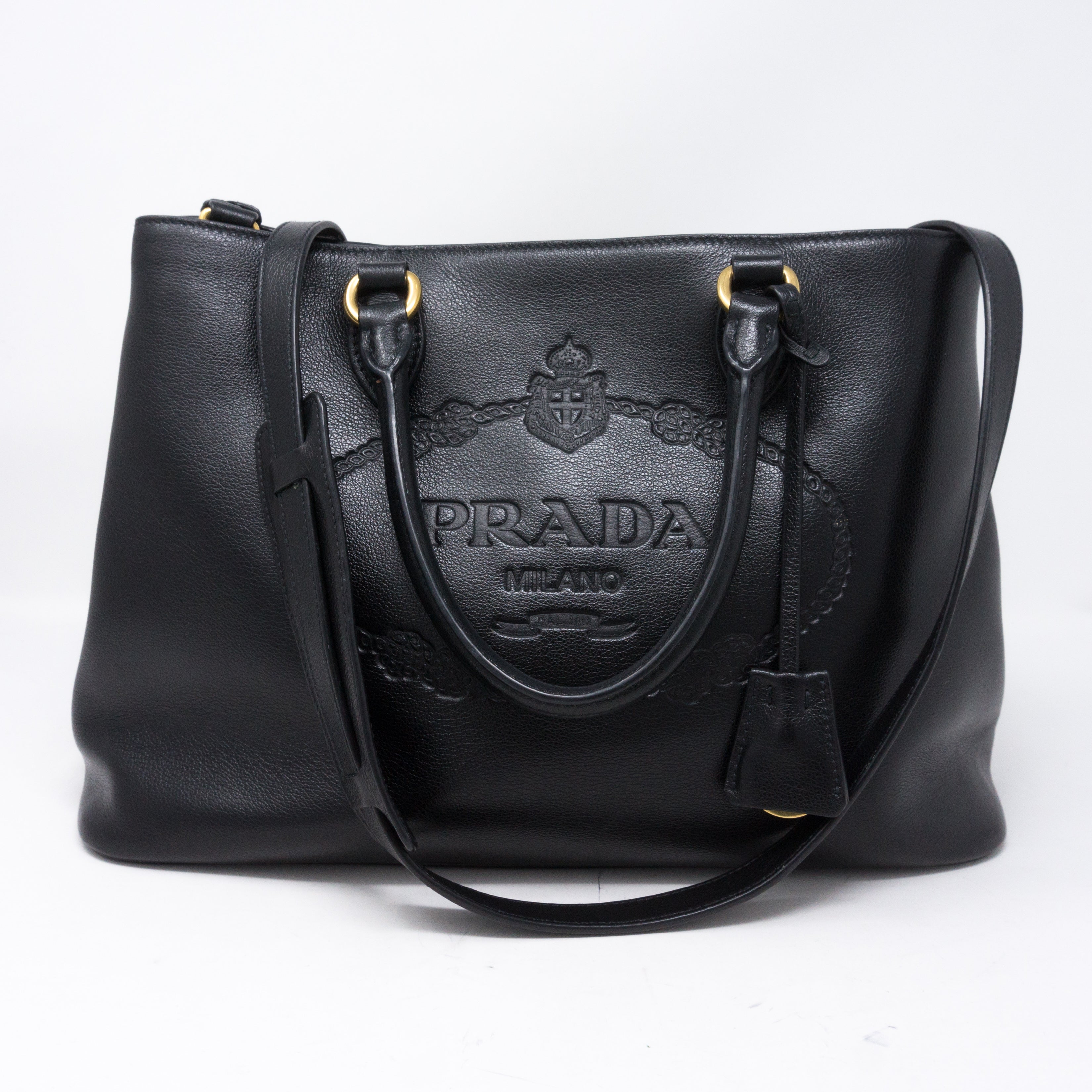 Two-way Handbag Black Leather