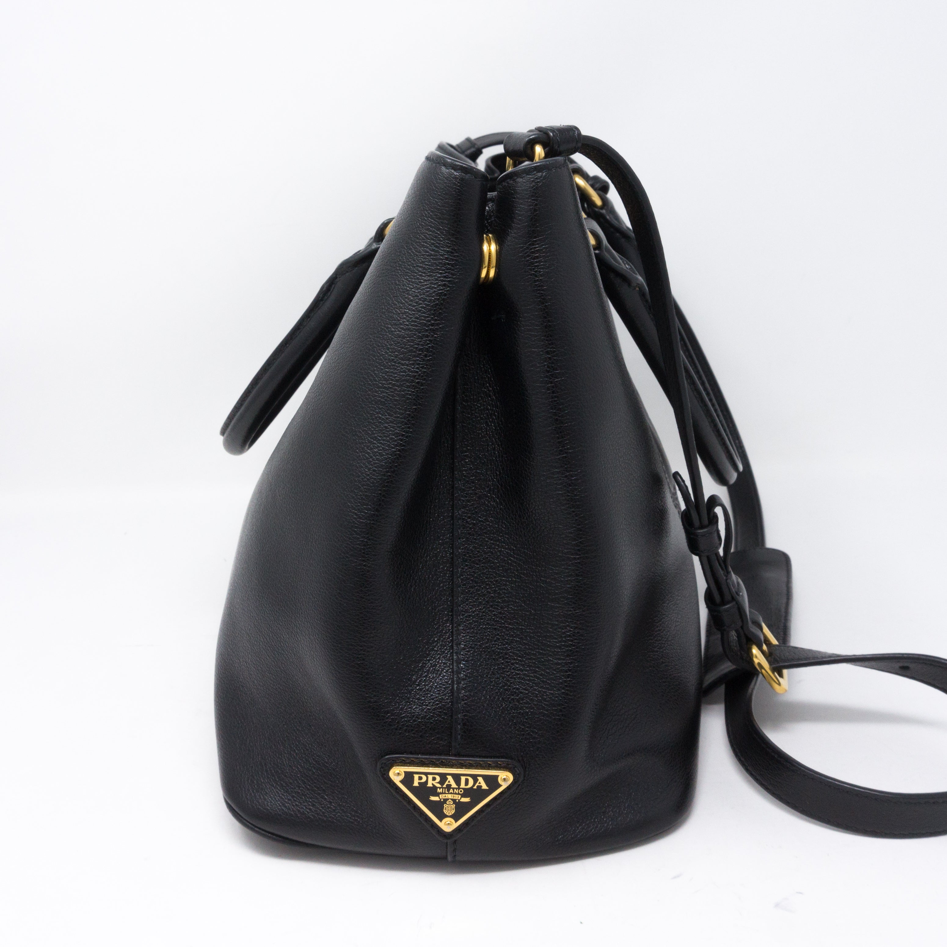 Two-way Handbag Black Leather