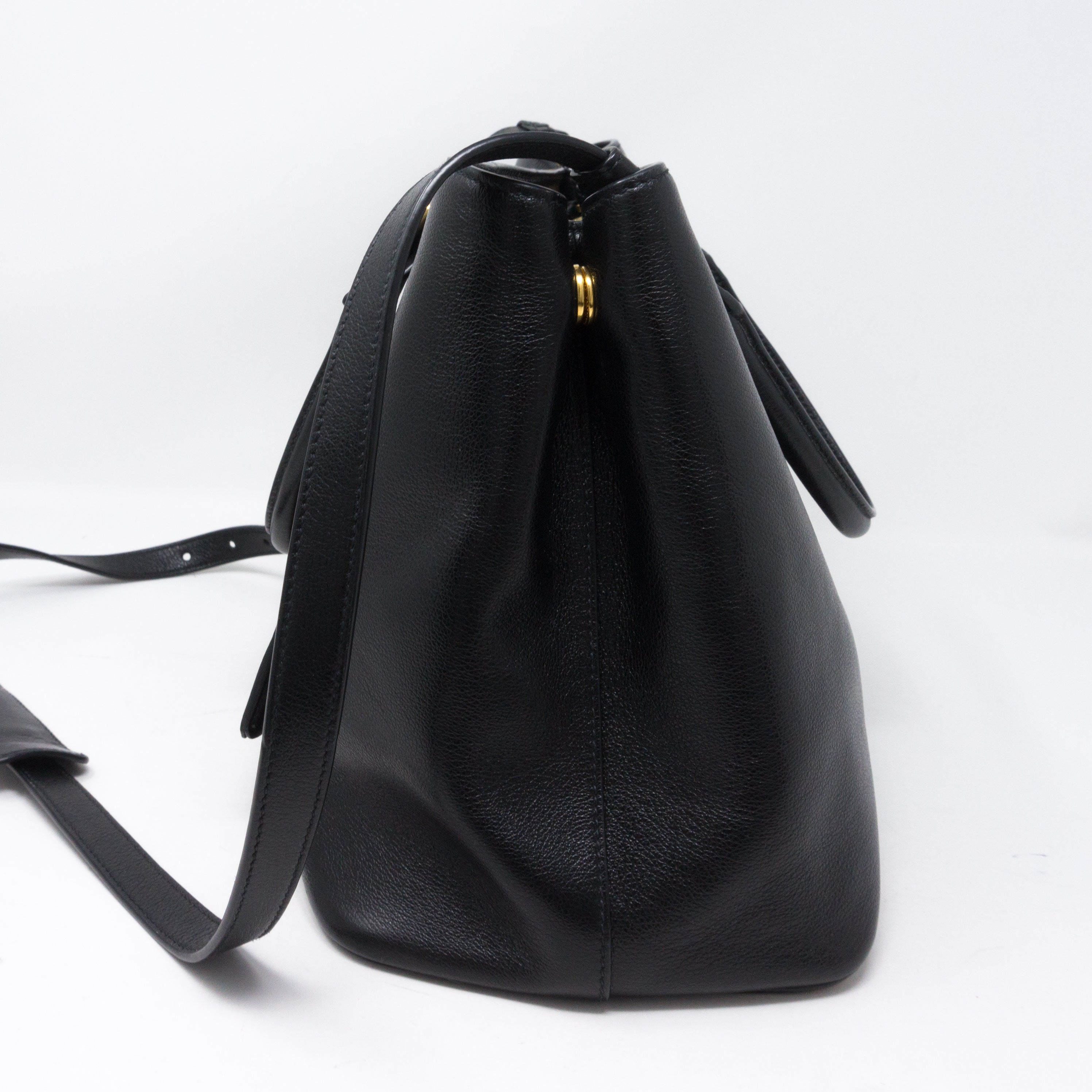 Two-way Handbag Black Leather