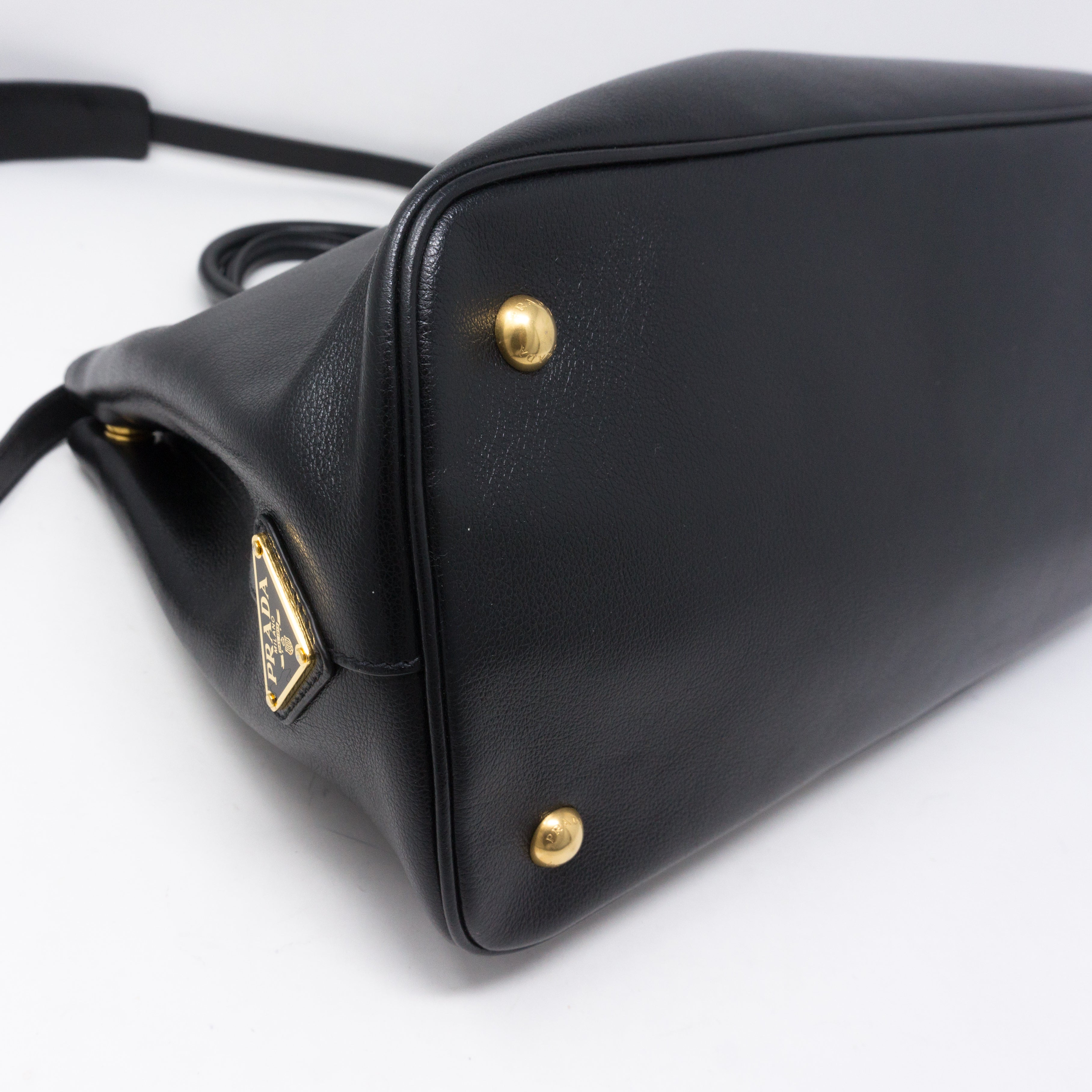 Two-way Handbag Black Leather