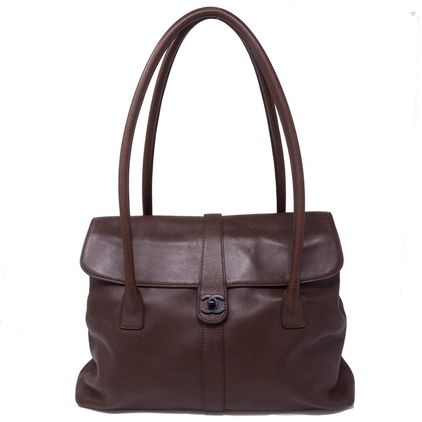 Shoulder Flap Bag Brown Leather