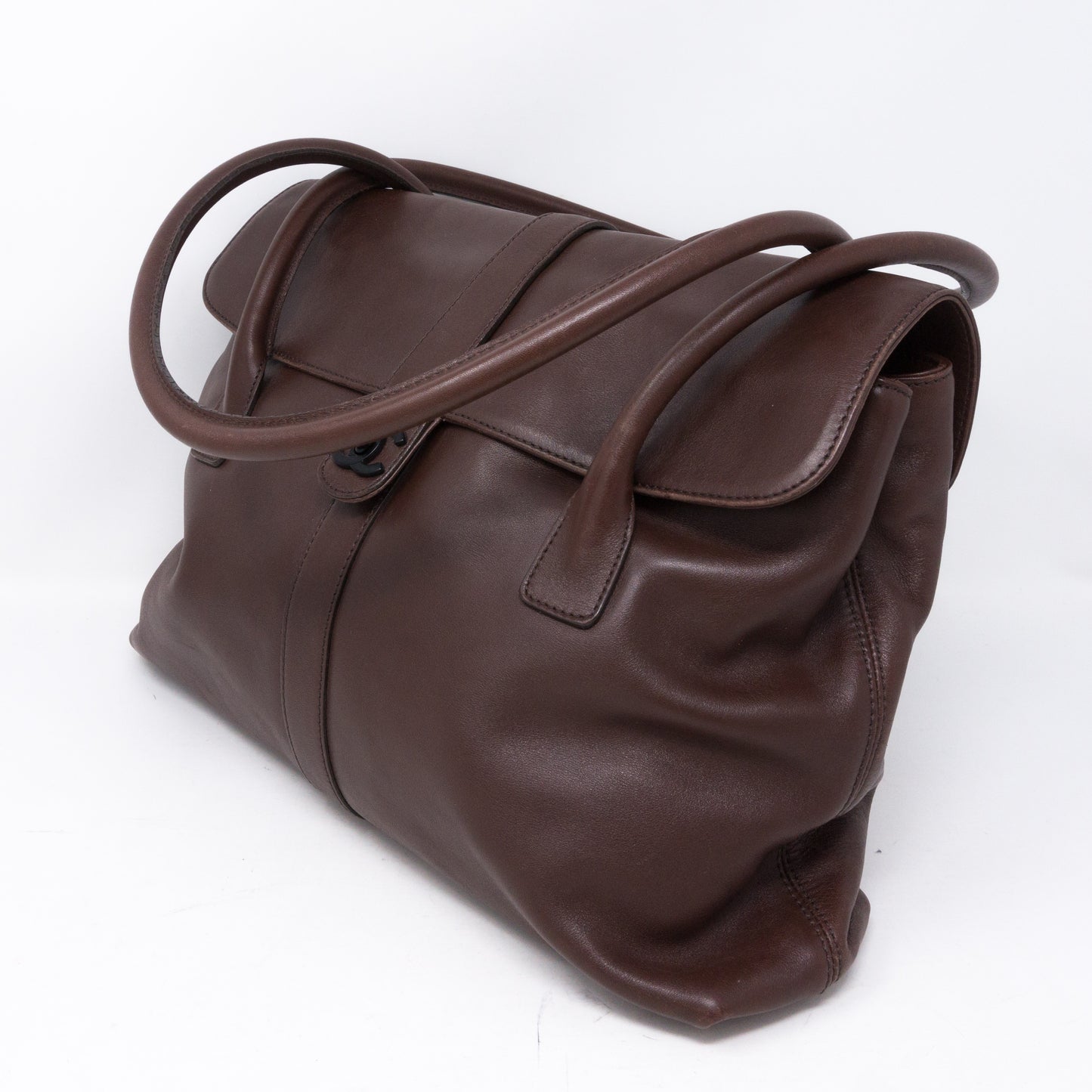 Shoulder Flap Bag Brown Leather