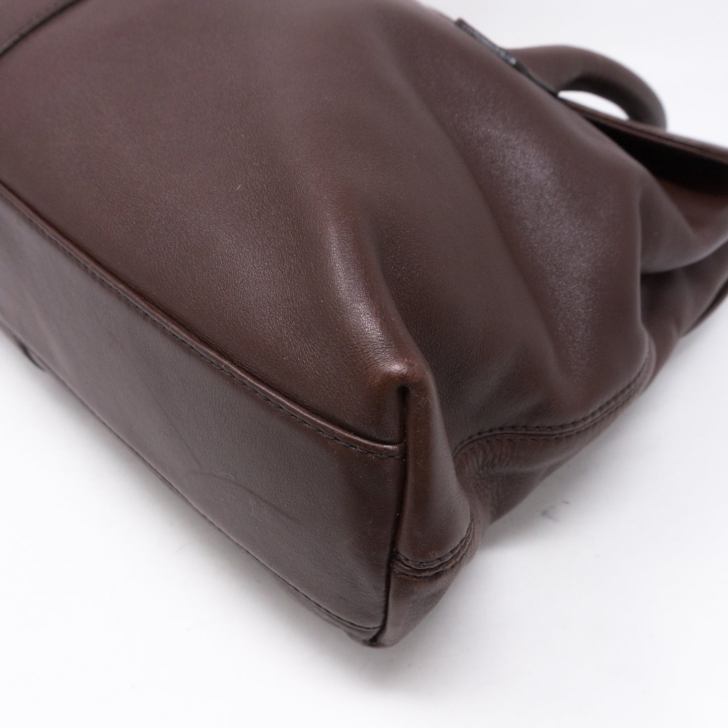 Shoulder Flap Bag Brown Leather