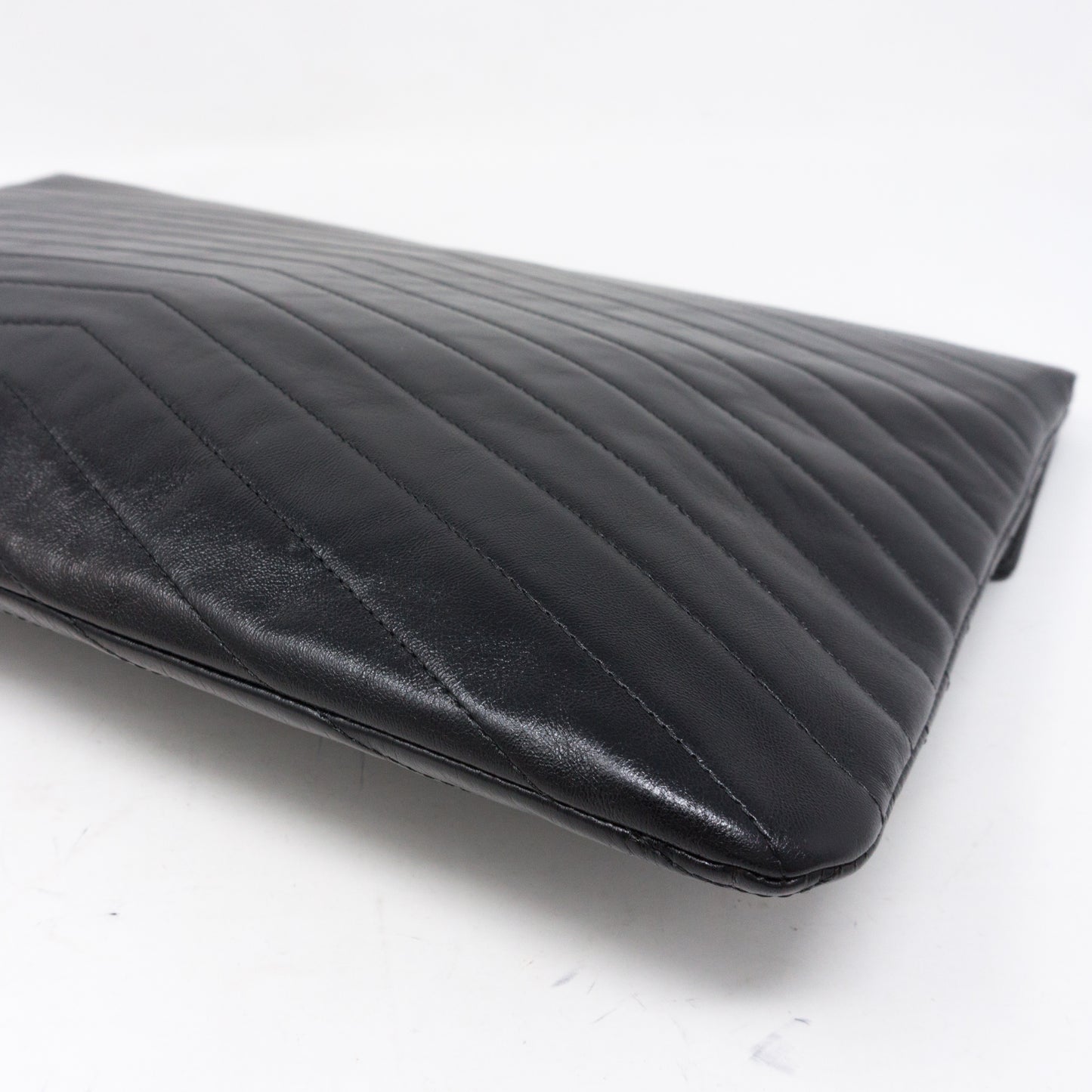 Large Flap Case Black Calf Leather