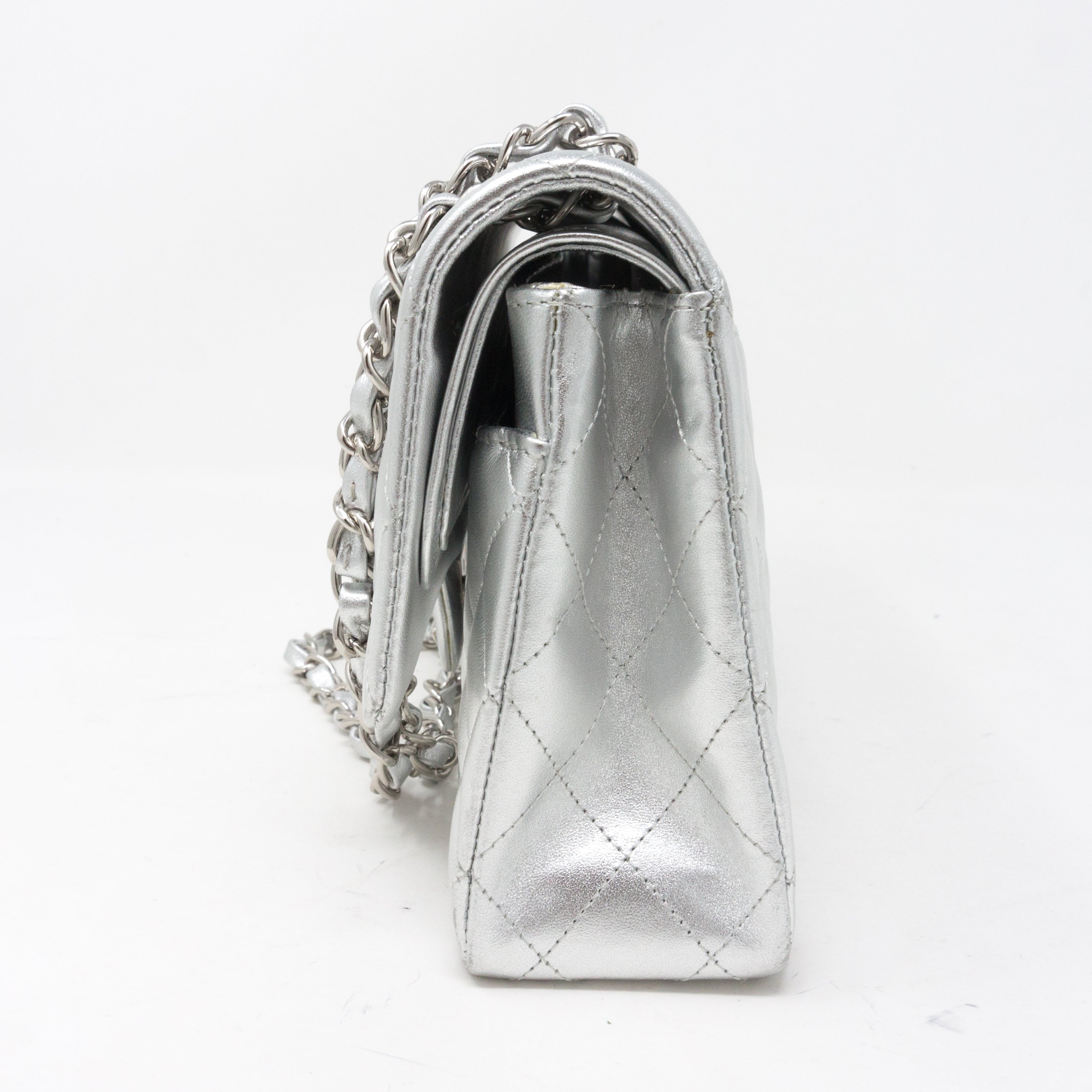 Classic Double Flap Medium All Silver