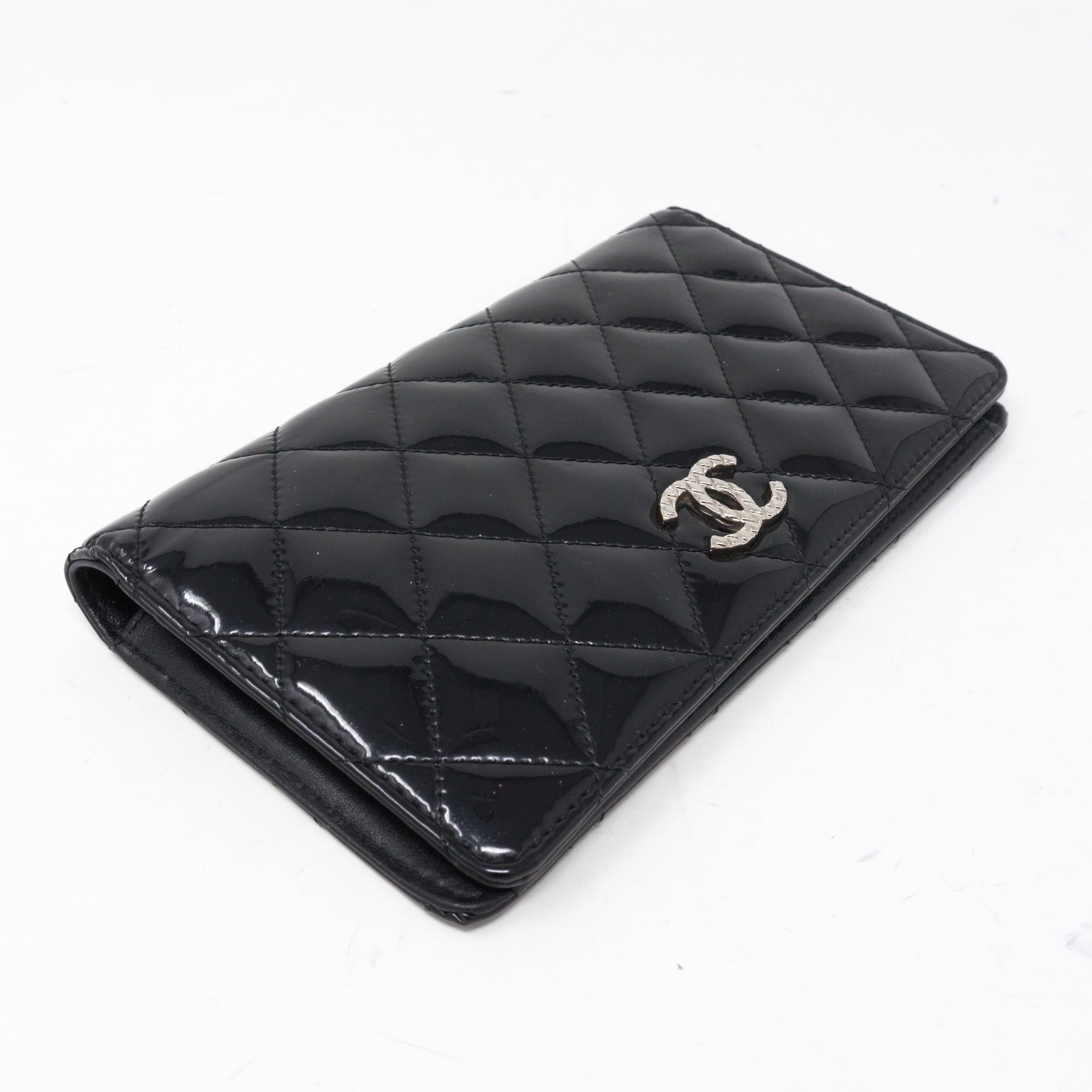 Classic Long Flap Wallet Black Patent Leather