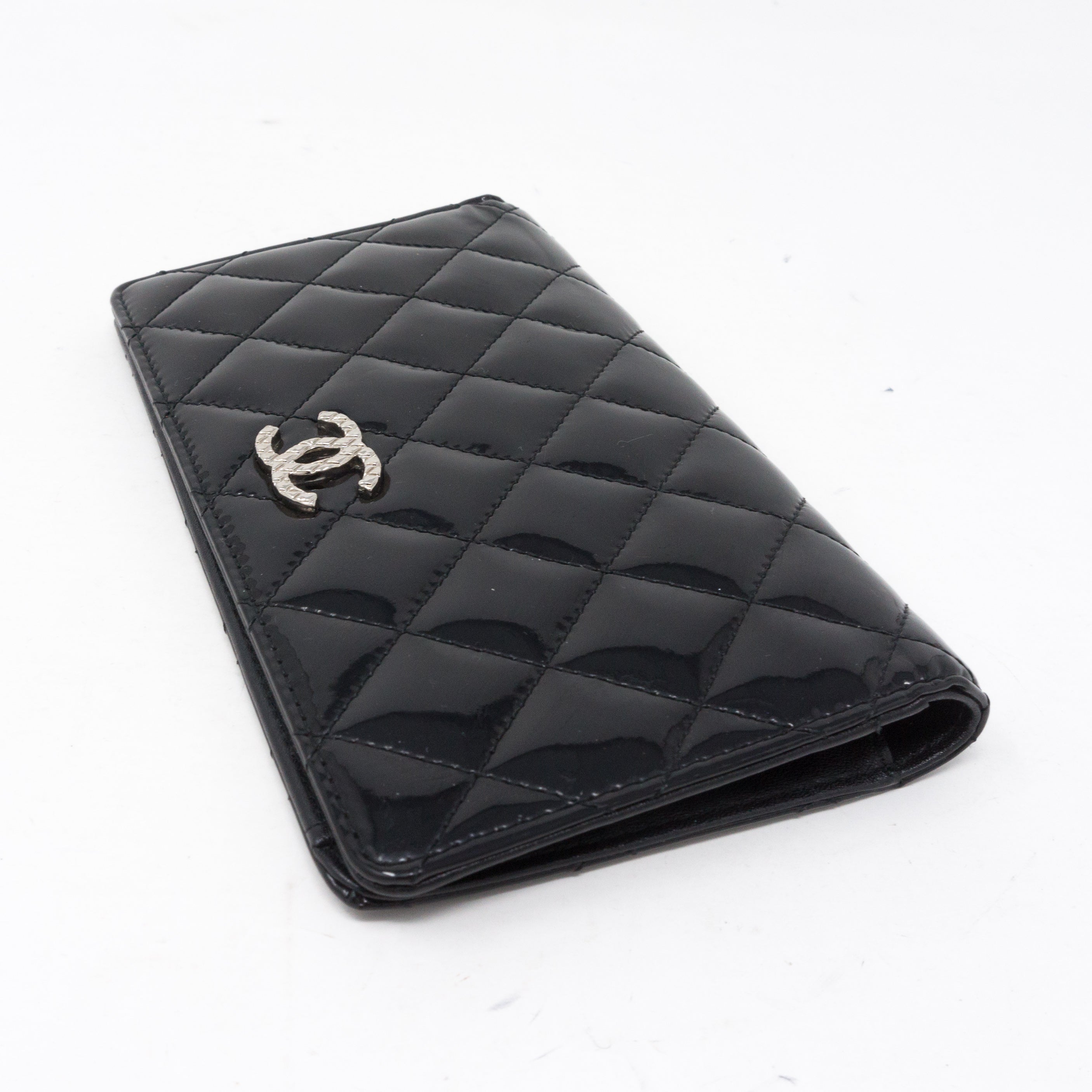 Classic Long Flap Wallet Black Patent Leather