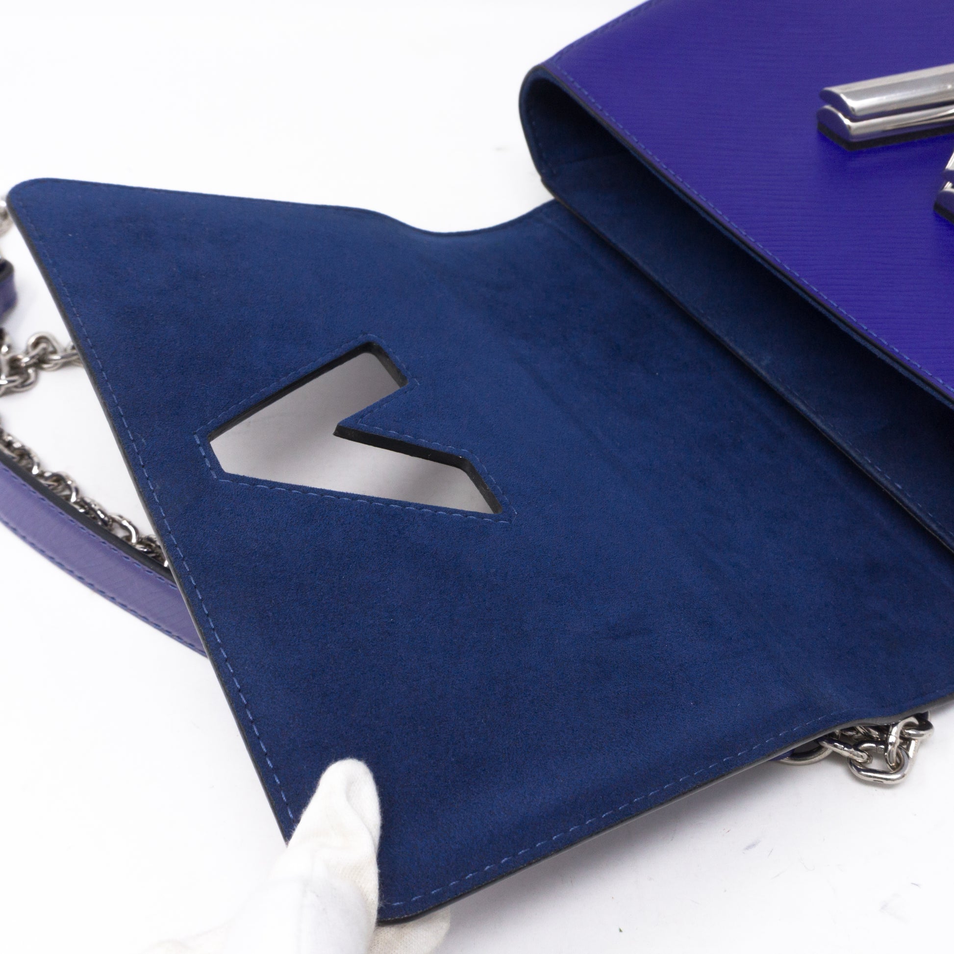Louis Vuitton Twist Chain Wallet Epi Leather with Sequins Blue