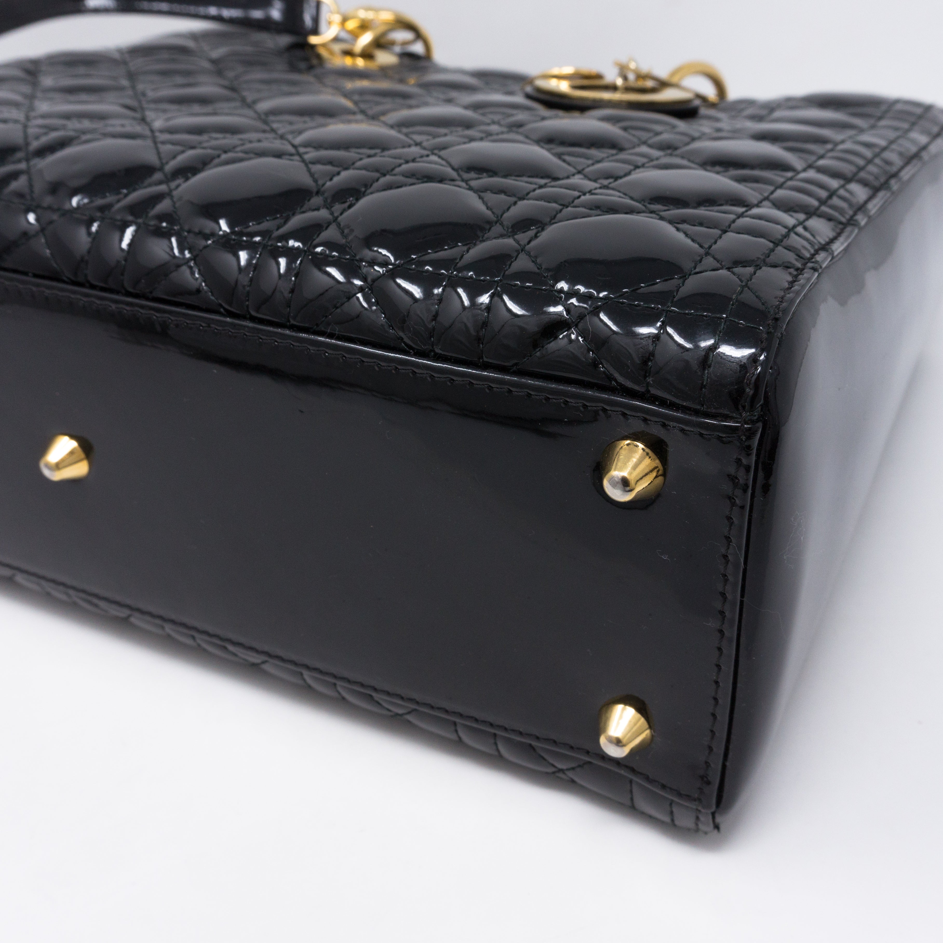 Lady Dior Large Black Patent Leather