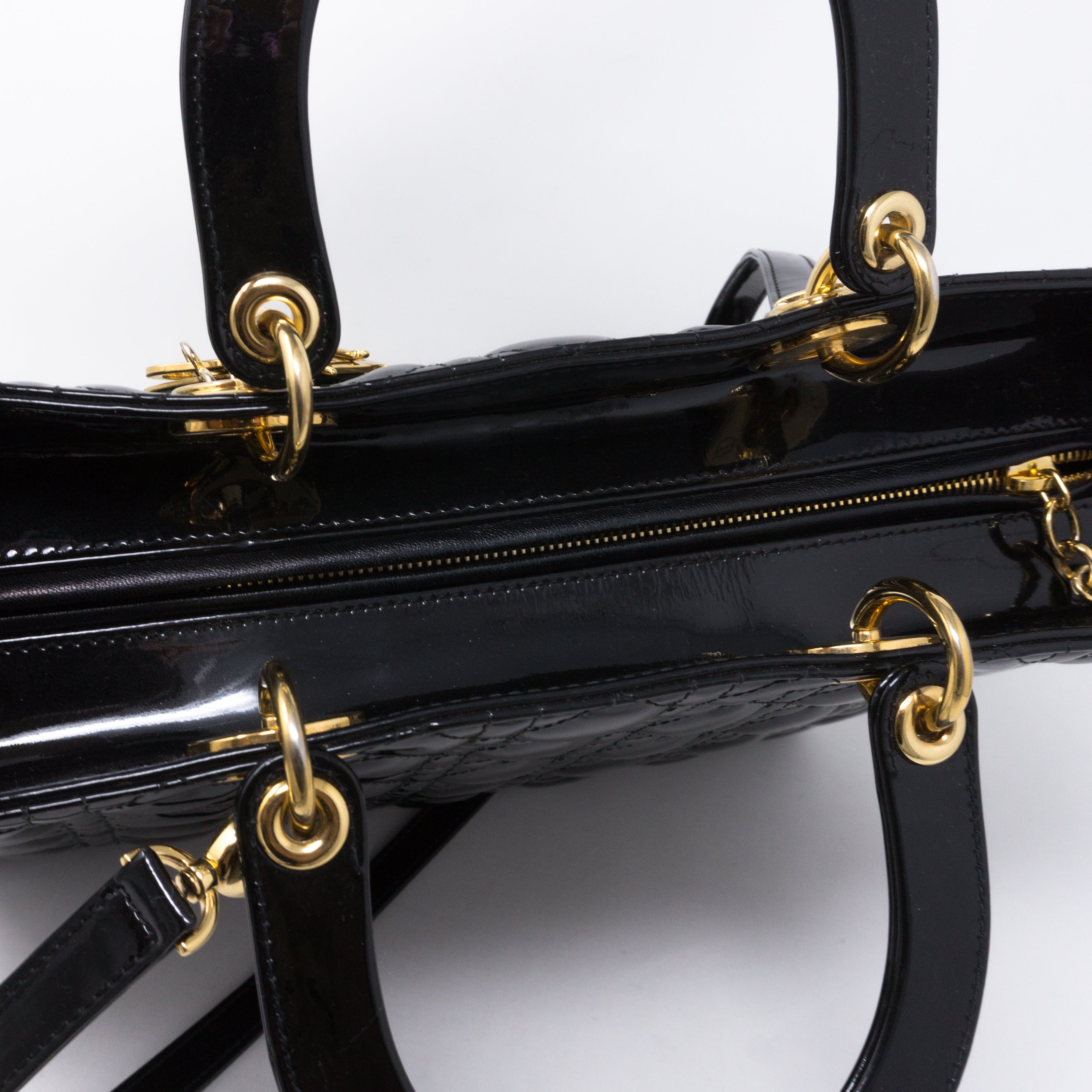 Lady Dior Large Black Patent Leather