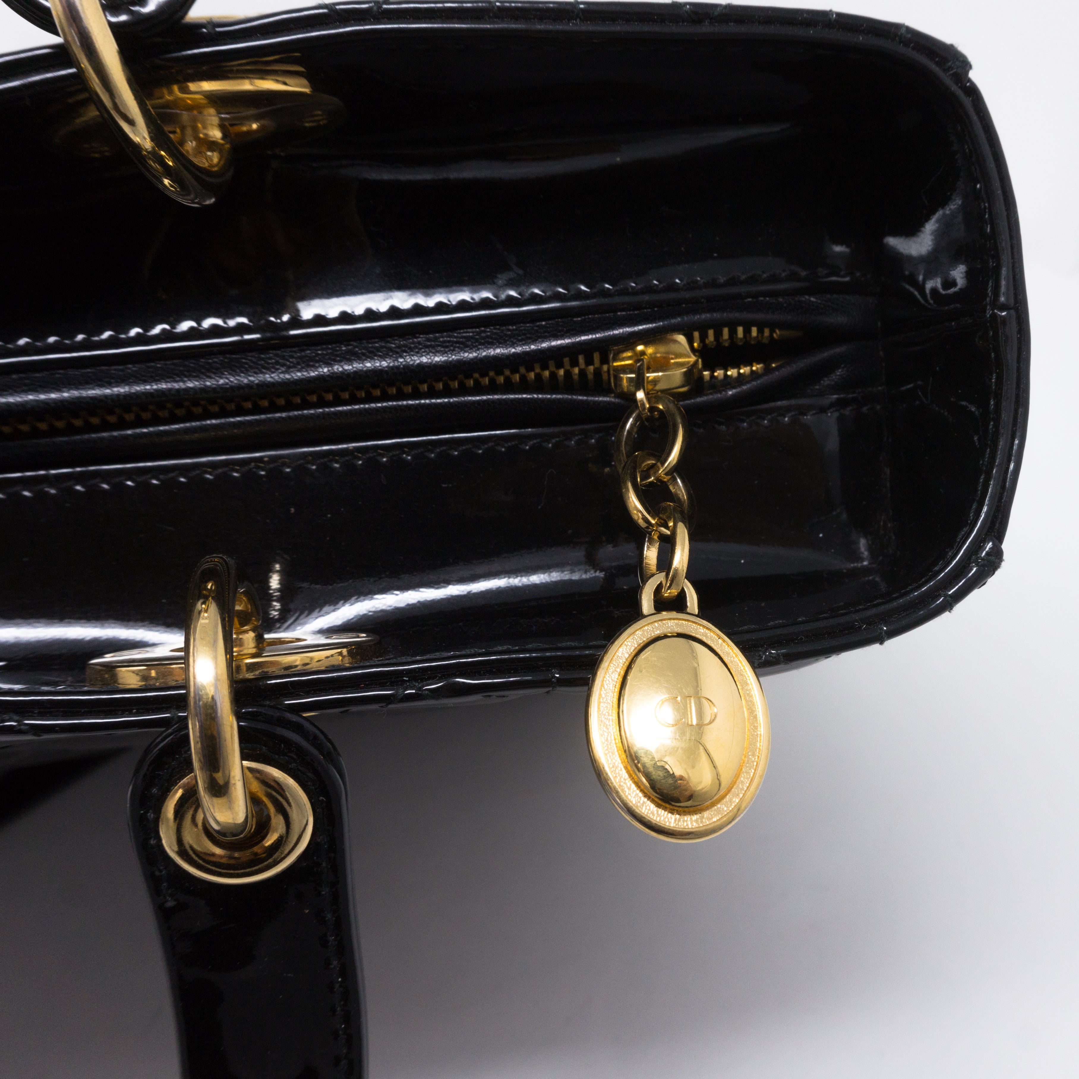 Lady Dior Large Black Patent Leather