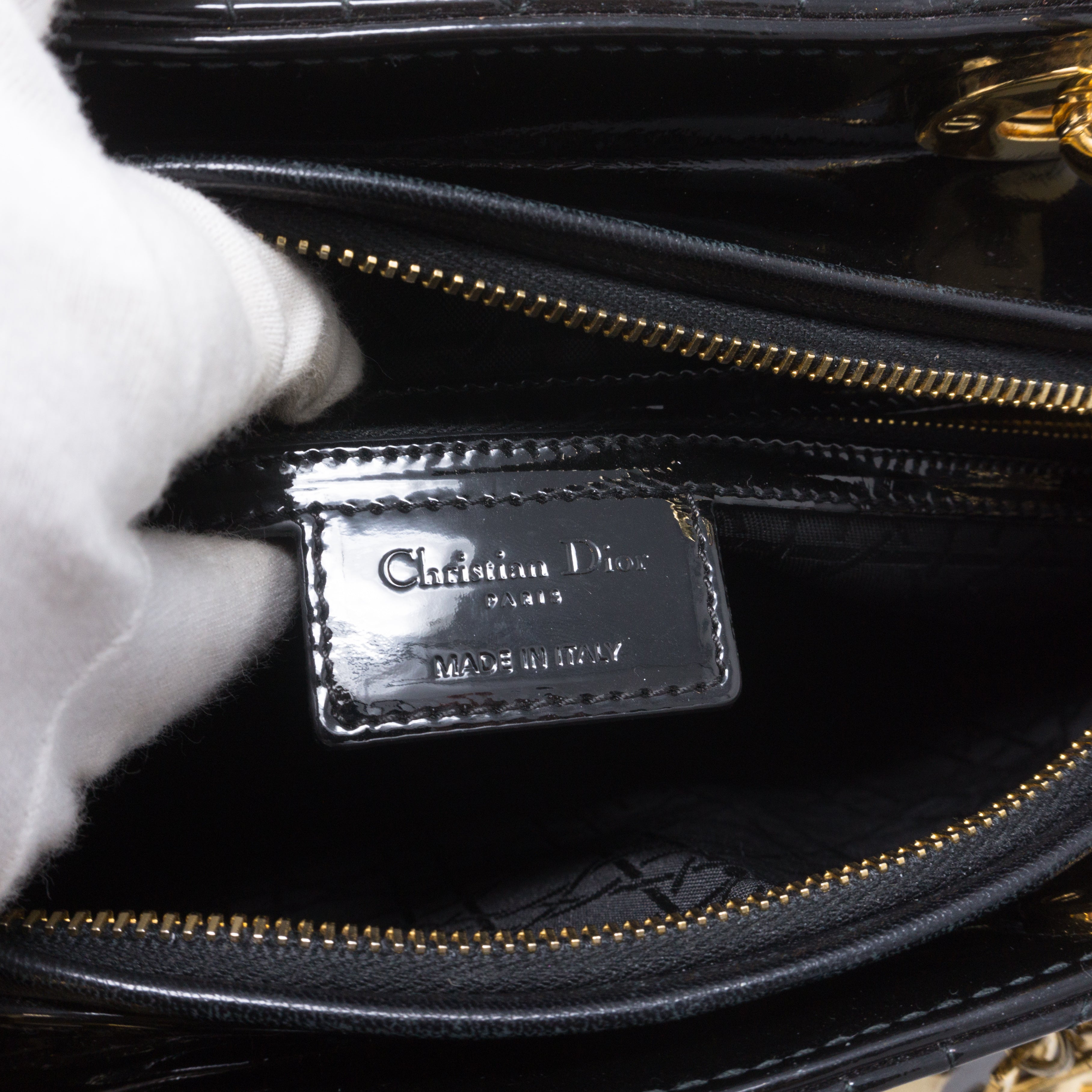 Lady Dior Large Black Patent Leather
