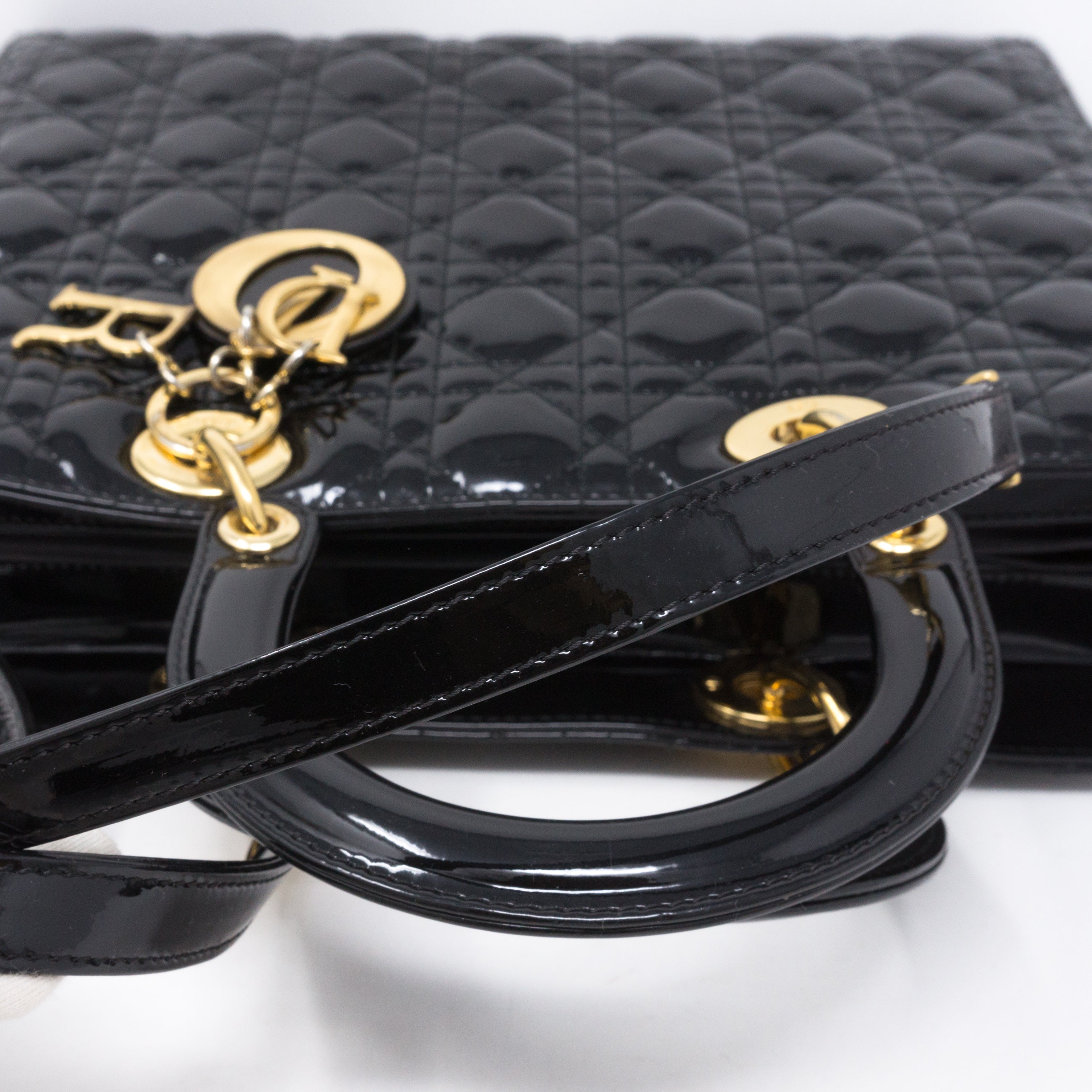 Lady Dior Large Black Patent Leather
