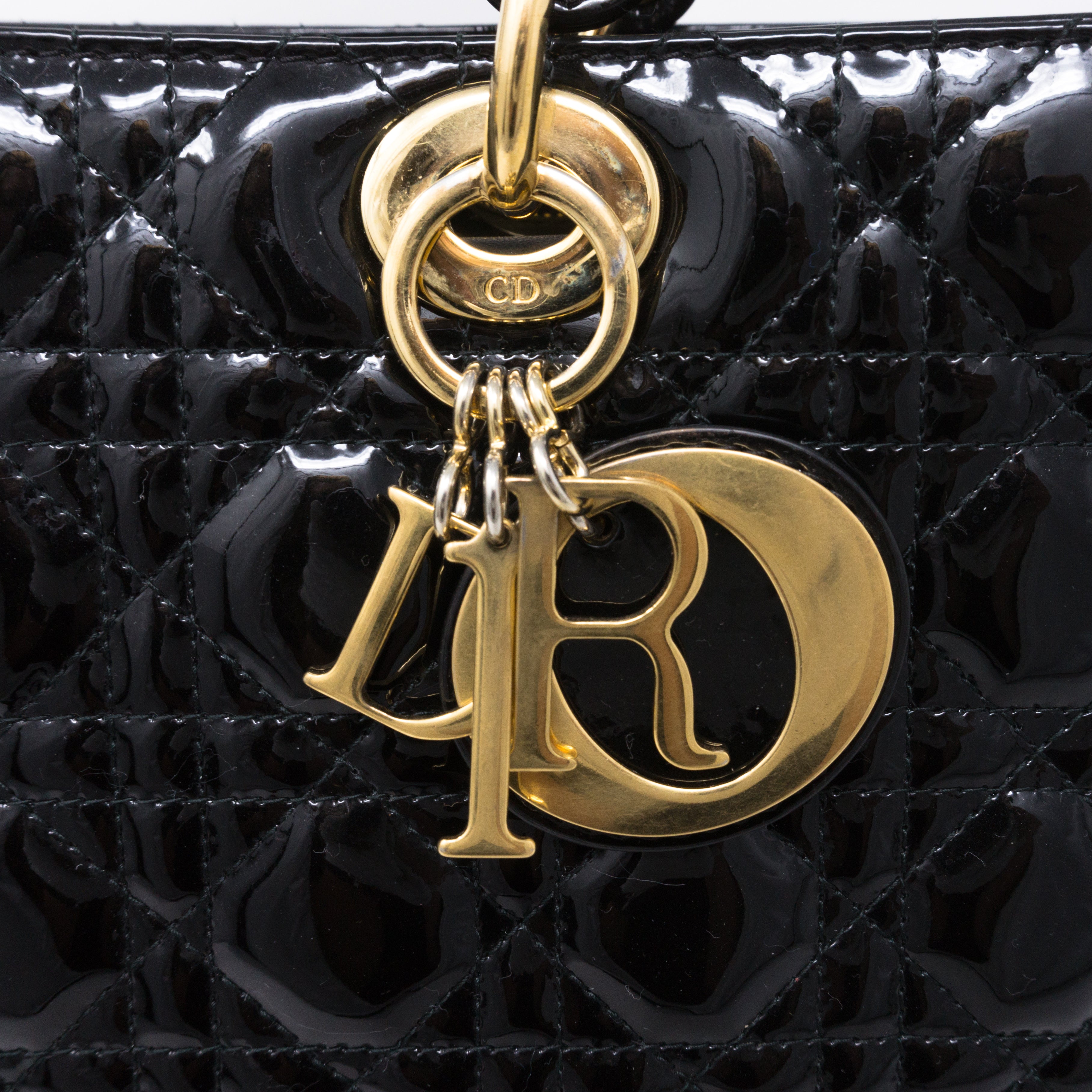 Lady Dior Large Black Patent Leather