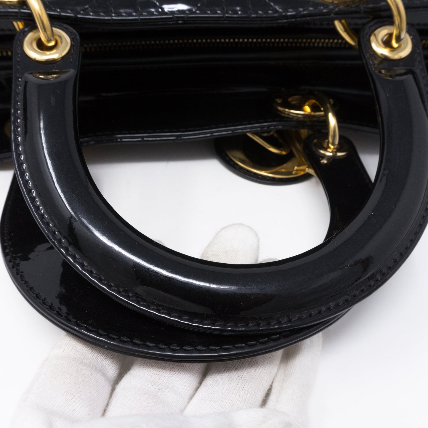 Lady Dior Large Black Patent Leather