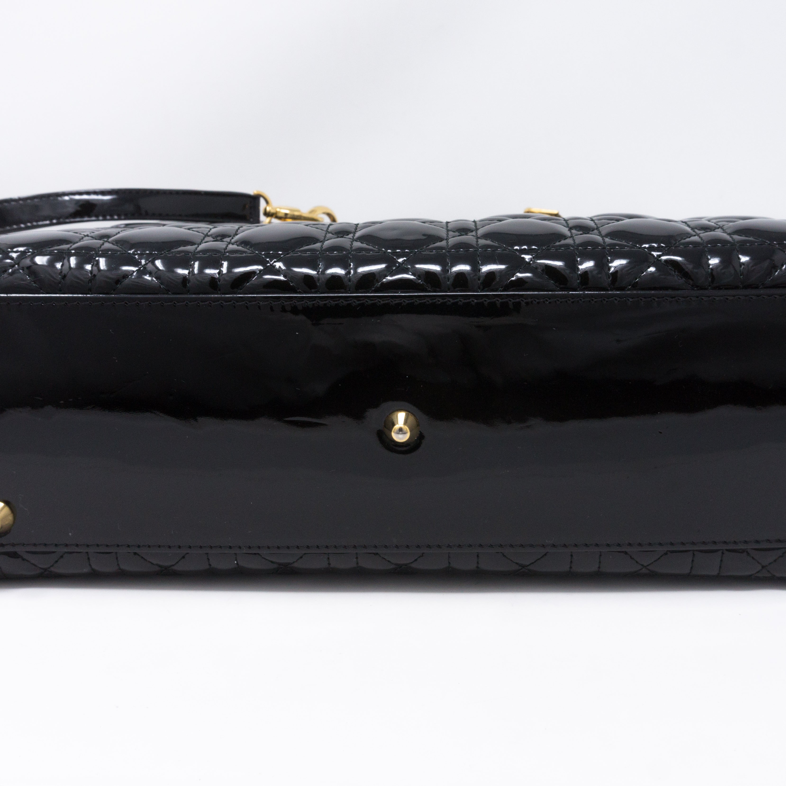 Lady Dior Large Black Patent Leather