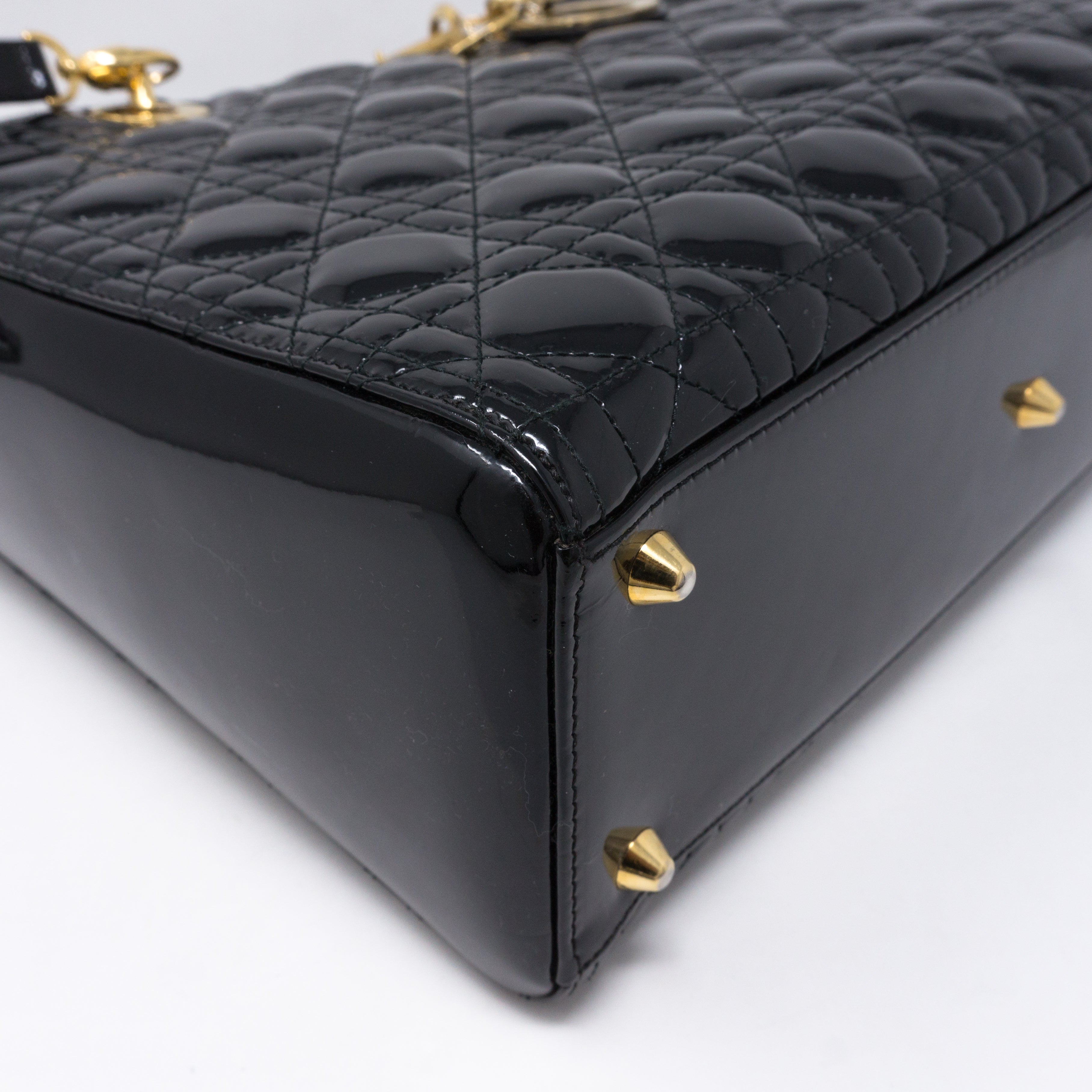 Lady Dior Large Black Patent Leather