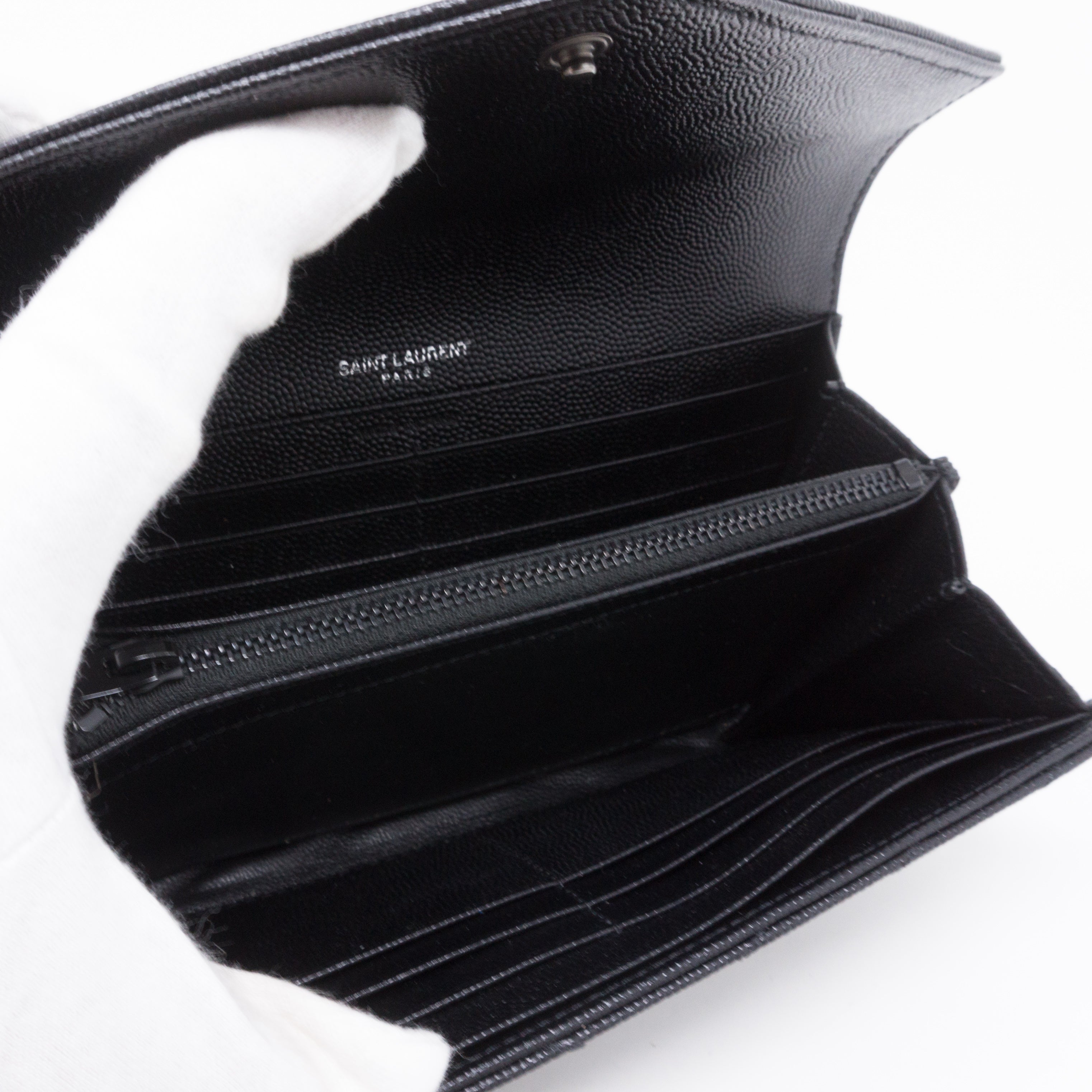 Large Monogram Flap Wallet Black Leather