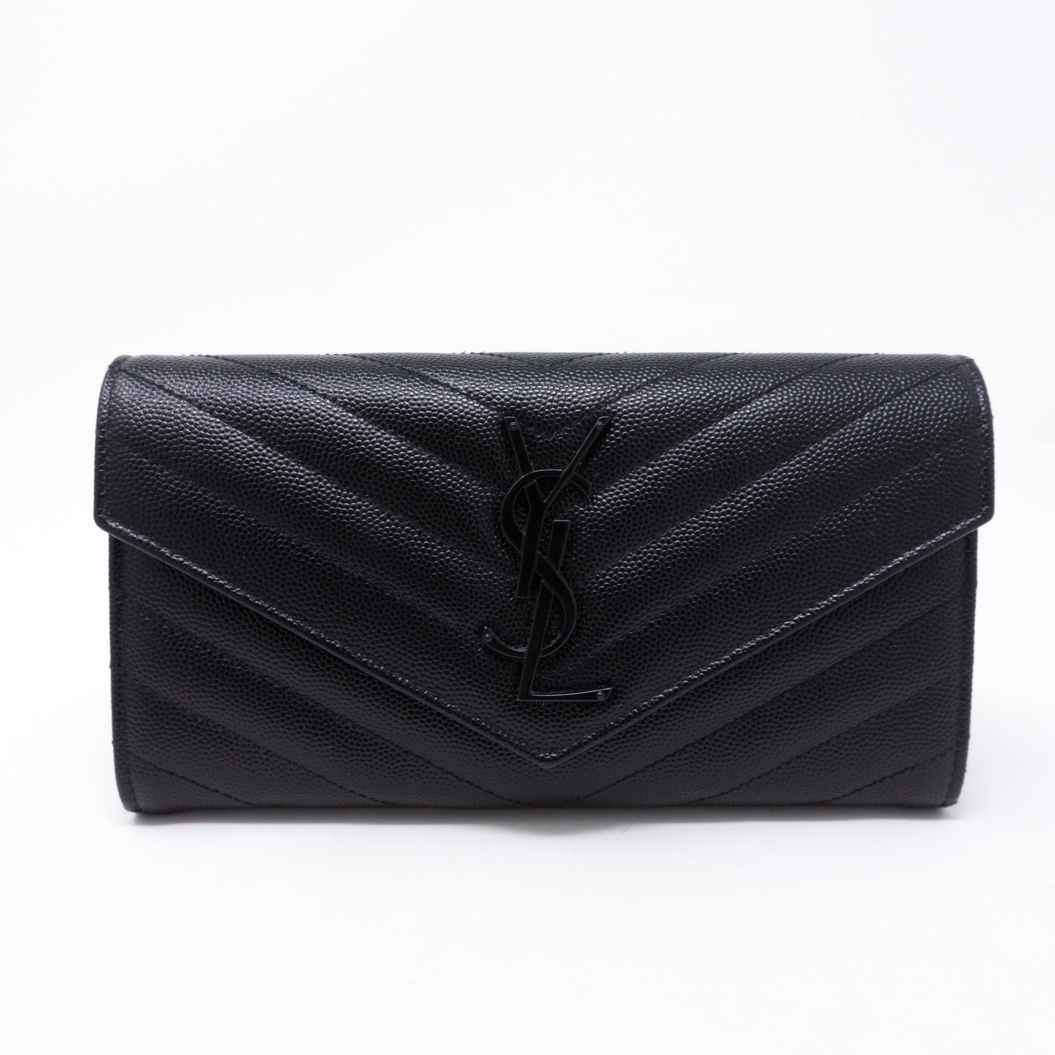 Large Monogram Flap Wallet Black Leather