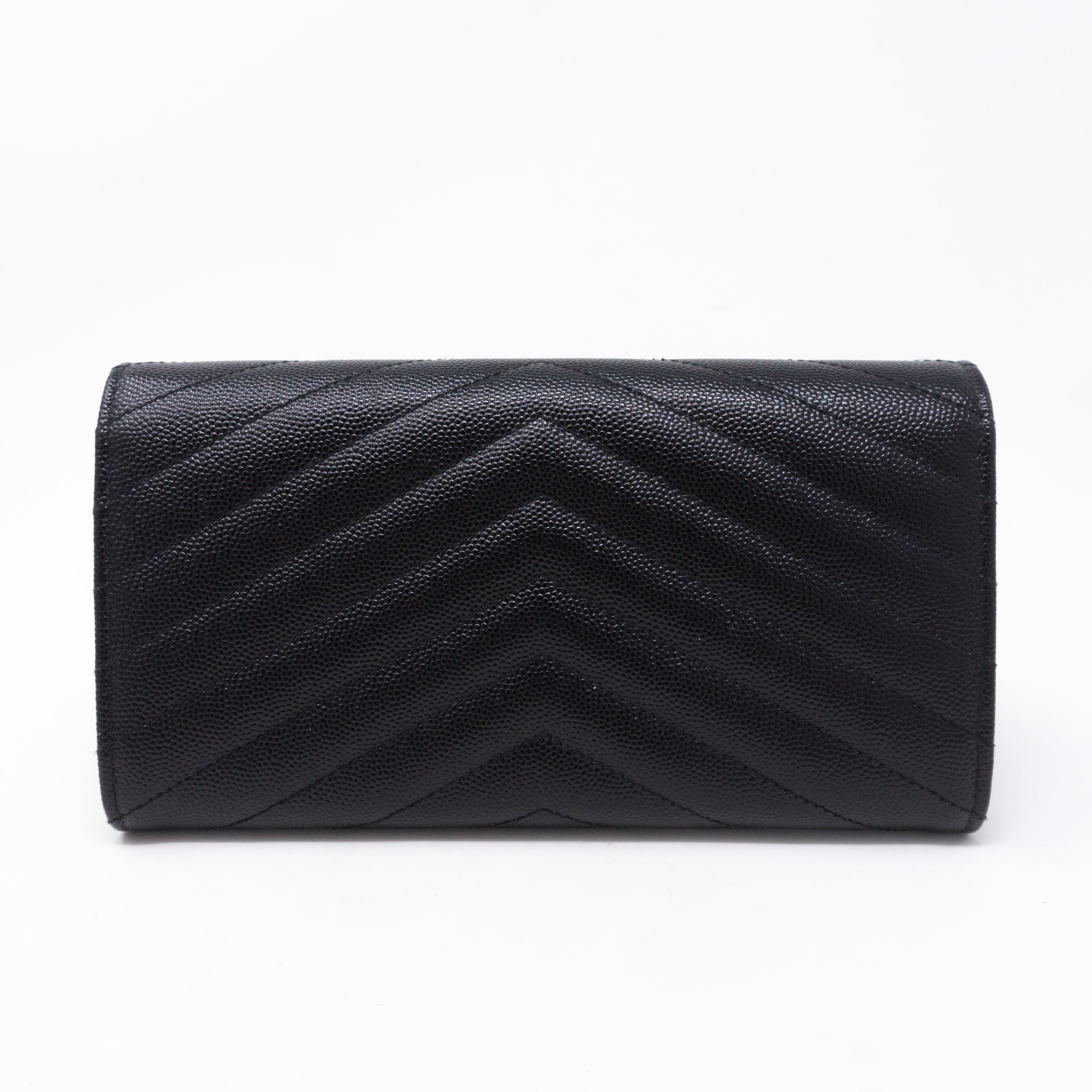Large Monogram Flap Wallet Black Leather