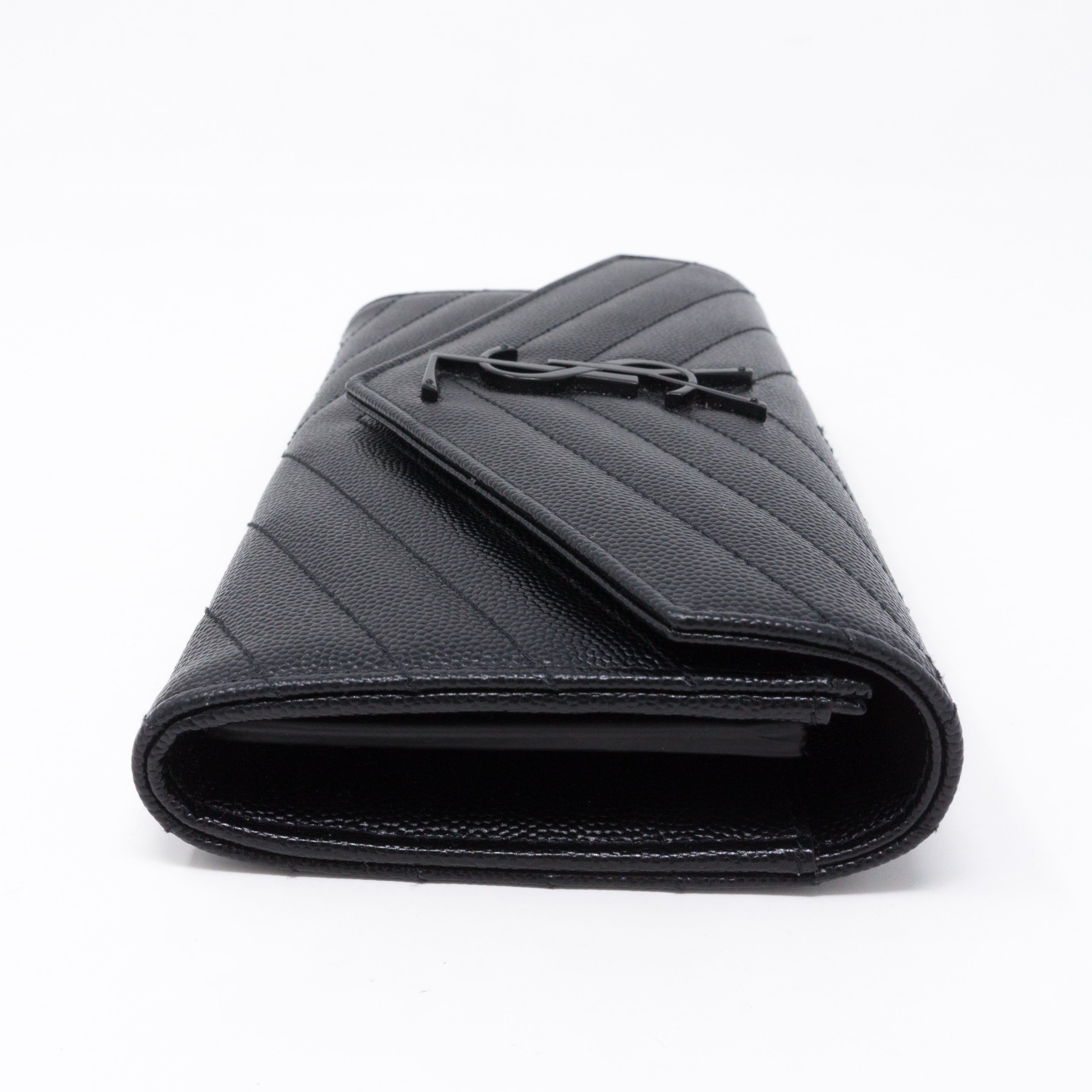 Large Monogram Flap Wallet Black Leather