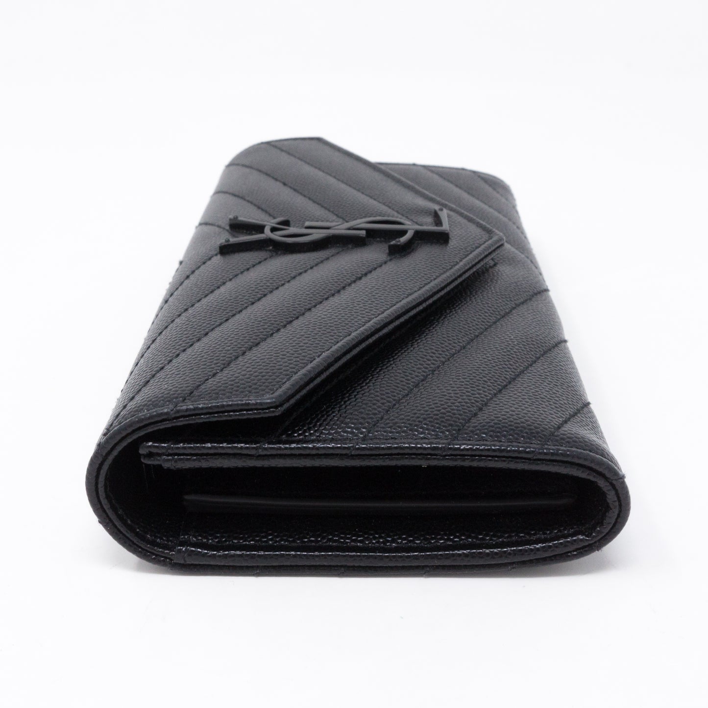 Large Monogram Flap Wallet Black Leather