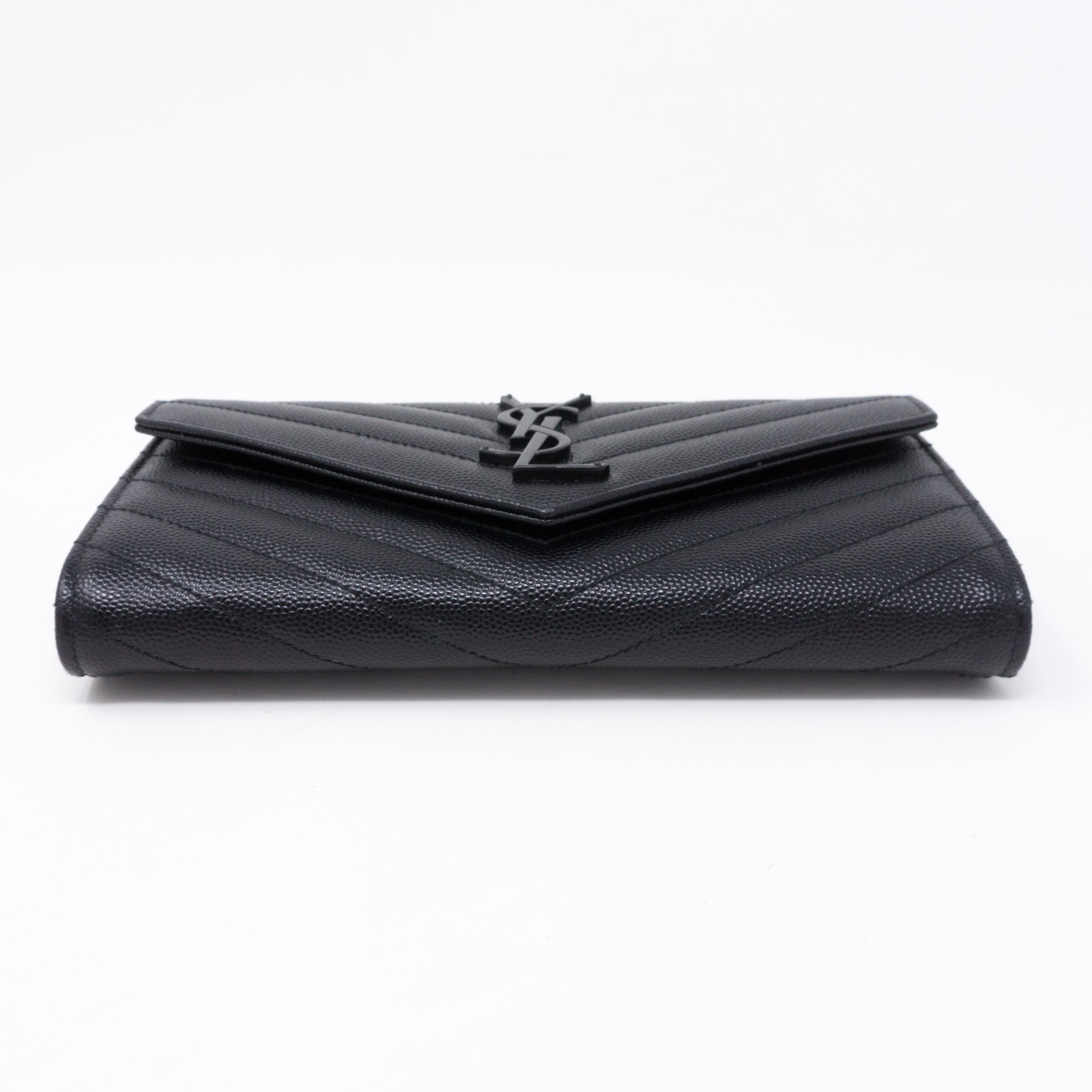 Large Monogram Flap Wallet Black Leather