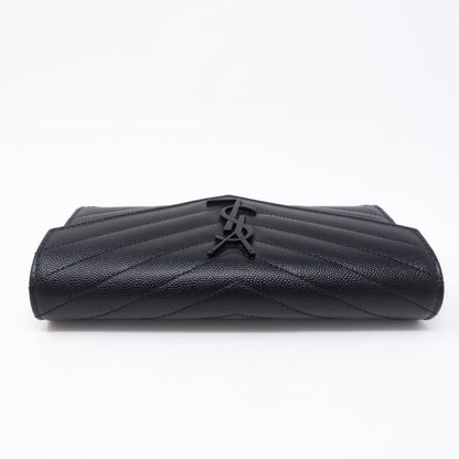 Large Monogram Flap Wallet Black Leather