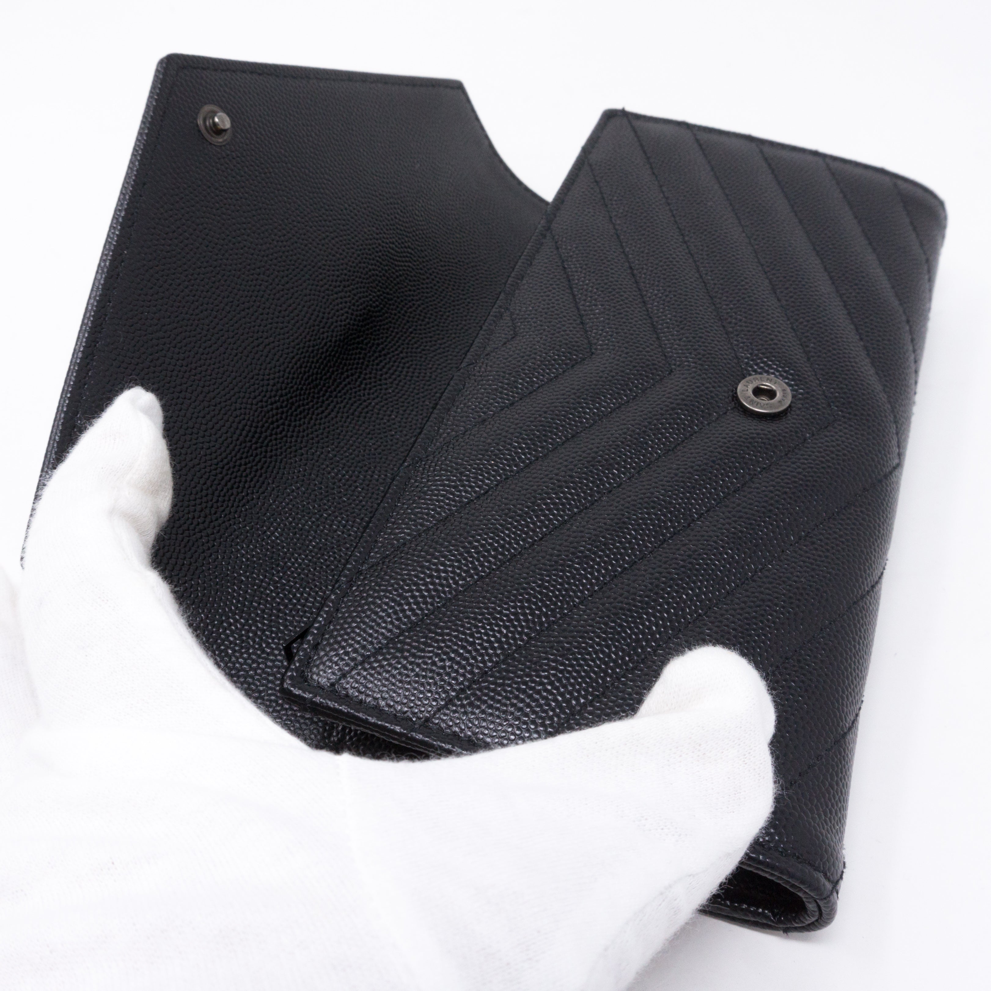 Large Monogram Flap Wallet Black Leather
