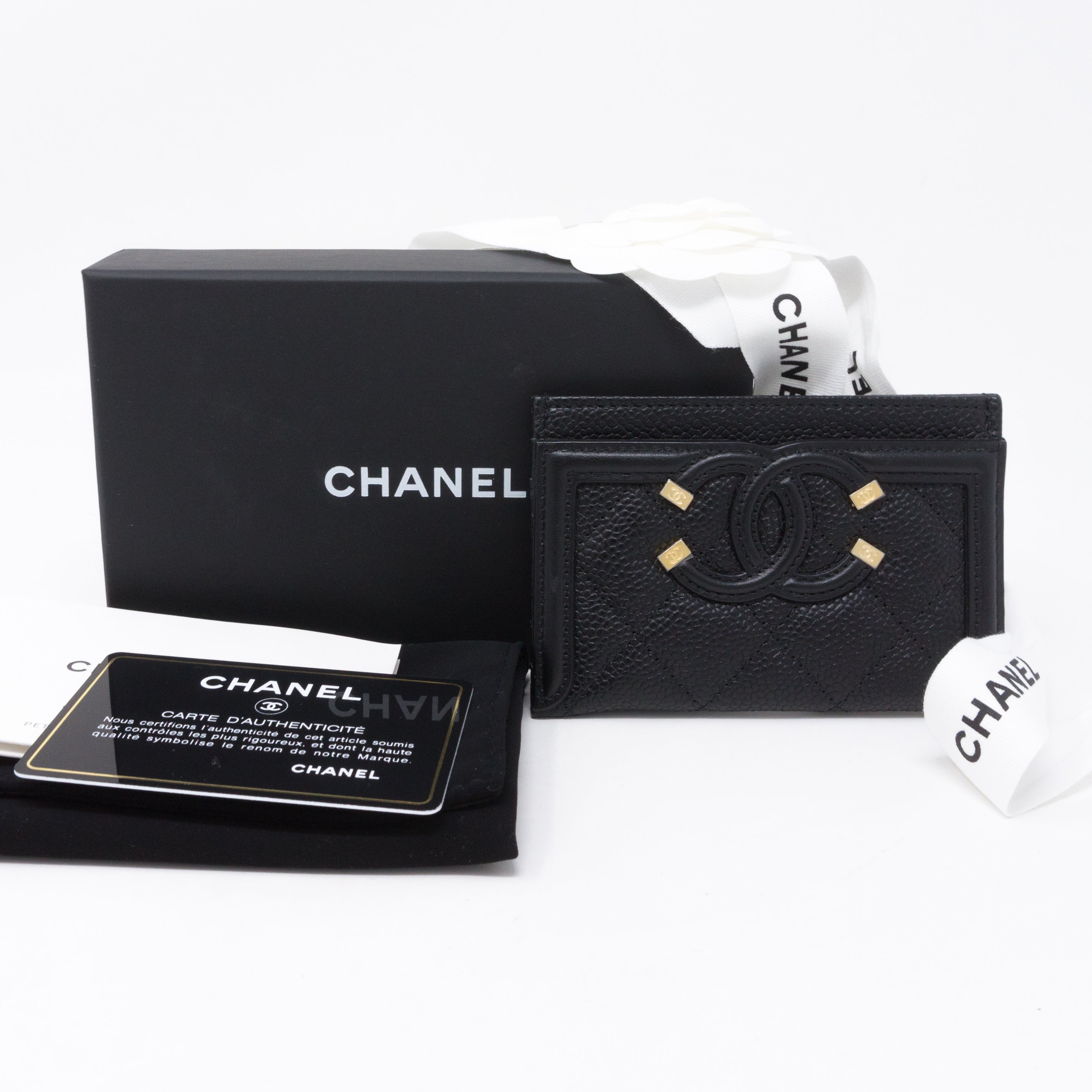 Card Holder CC Filigree Black Caviar Leather