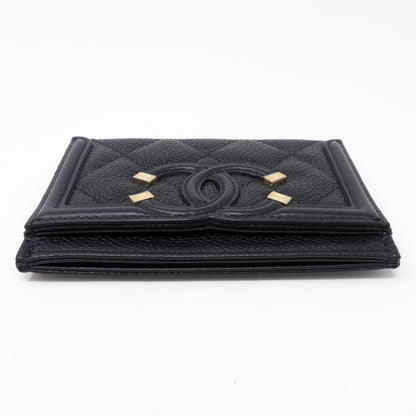 Card Holder CC Filigree Black Caviar Leather