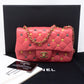 Classic Single Flap Mini Charms Pink Leather
