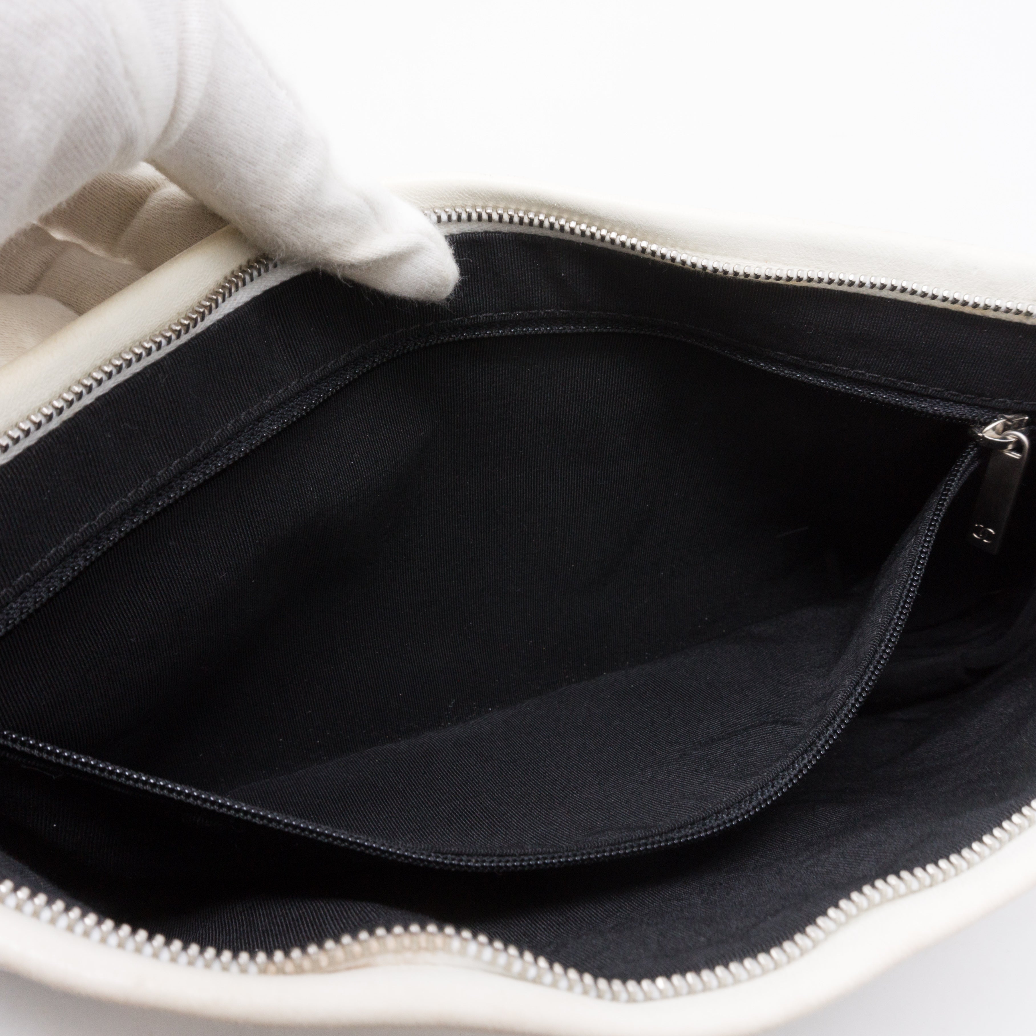 Squares Pouch Black & White Leather