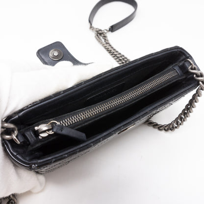 Mini Phone Holder Chain Black Patent Leather
